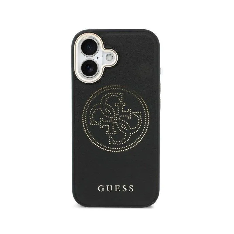 Cover Guess Effetto Pelle Logo Forato Nera Compatibile MagSafe per iPhone 17 - immagine 1