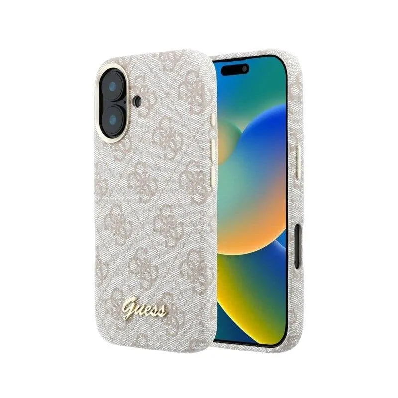 Cover Guess Polipelle Logo Rilievo Rosa Compatibile MagSafe iPhone 17 - immagine 1
