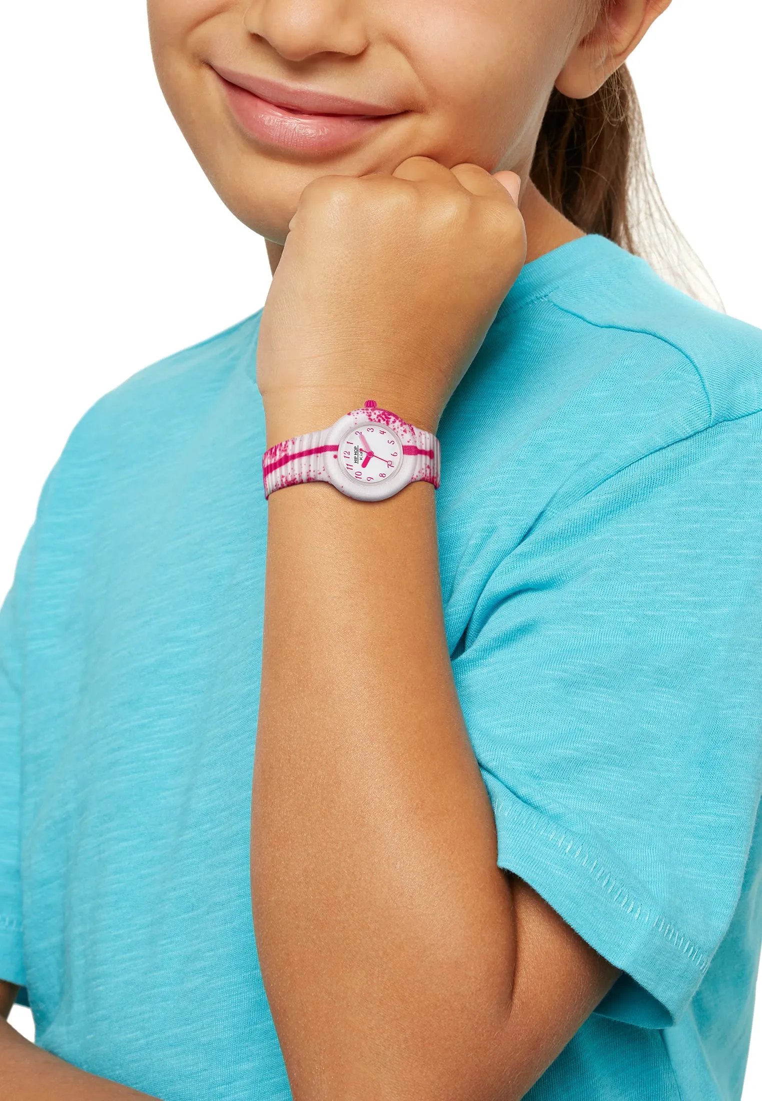 HIP HOP, Collezione Kids Fun, Orologio Bambini Pink Paint, con Cinturino Intercambiabile in Silicone e Tessuto, Pratica Chiusura, Indici Fucsia, Sfere Rosa e Fucsia, Cassa 28 mm, Movimento al Quarzo - immagine 5