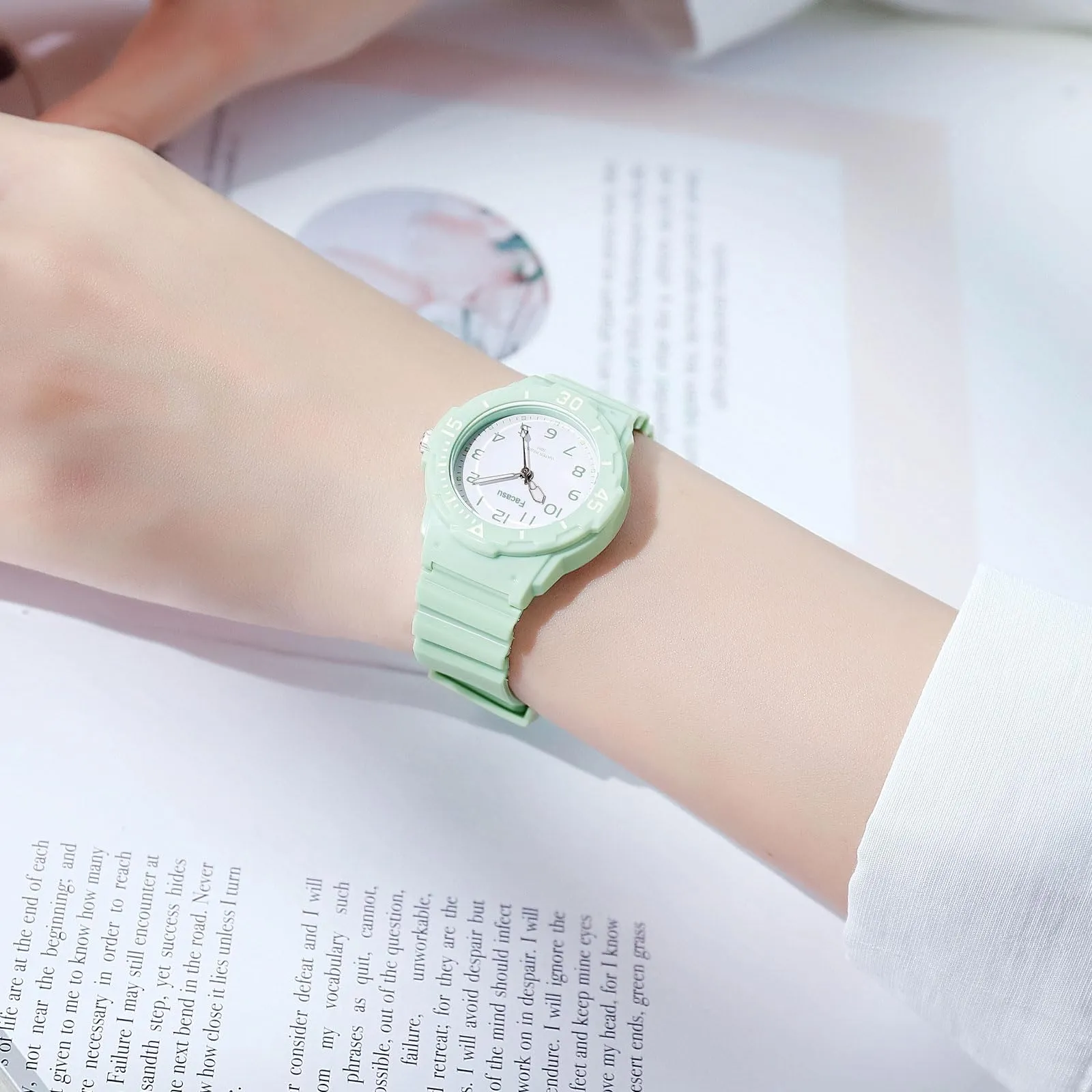Facasu Orologio Analogico Bambini Ragazzi Ragazze,Orologio al quarzo impermeabile Fino a 50M,Cinturino Morbido Orologio Facile Leggere Imparare l'ora Bambini dai 4 ai 12 anni (Verde) - immagine 7