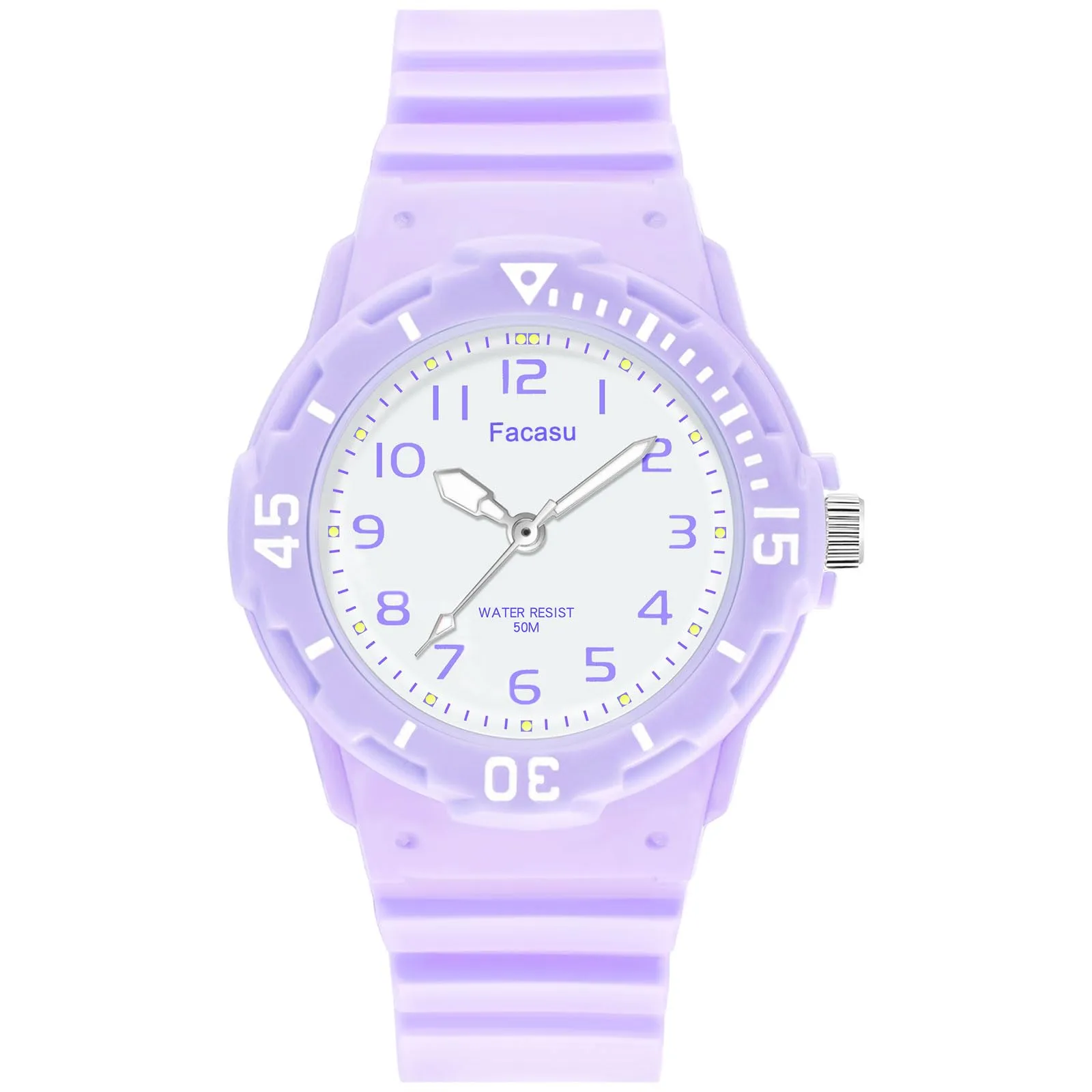Facasu Orologio Analogico Bambini Ragazzi Ragazze,Orologio al quarzo impermeabile Fino a 50M,Cinturino Morbido Orologio Facile Leggere Imparare l'ora Bambini dai 4 ai 12 anni (Viola) - immagine 1