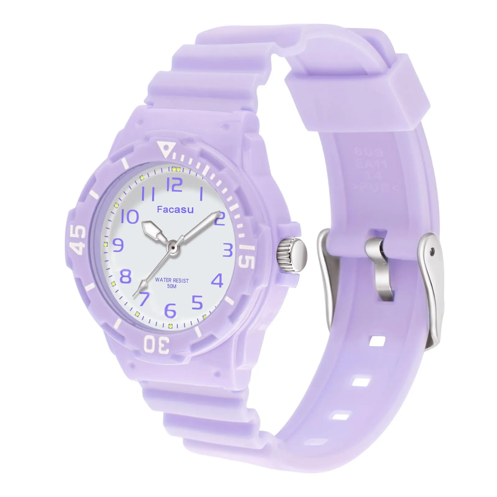 Facasu Orologio Analogico Bambini Ragazzi Ragazze,Orologio al quarzo impermeabile Fino a 50M,Cinturino Morbido Orologio Facile Leggere Imparare l'ora Bambini dai 4 ai 12 anni (Viola) - immagine 7
