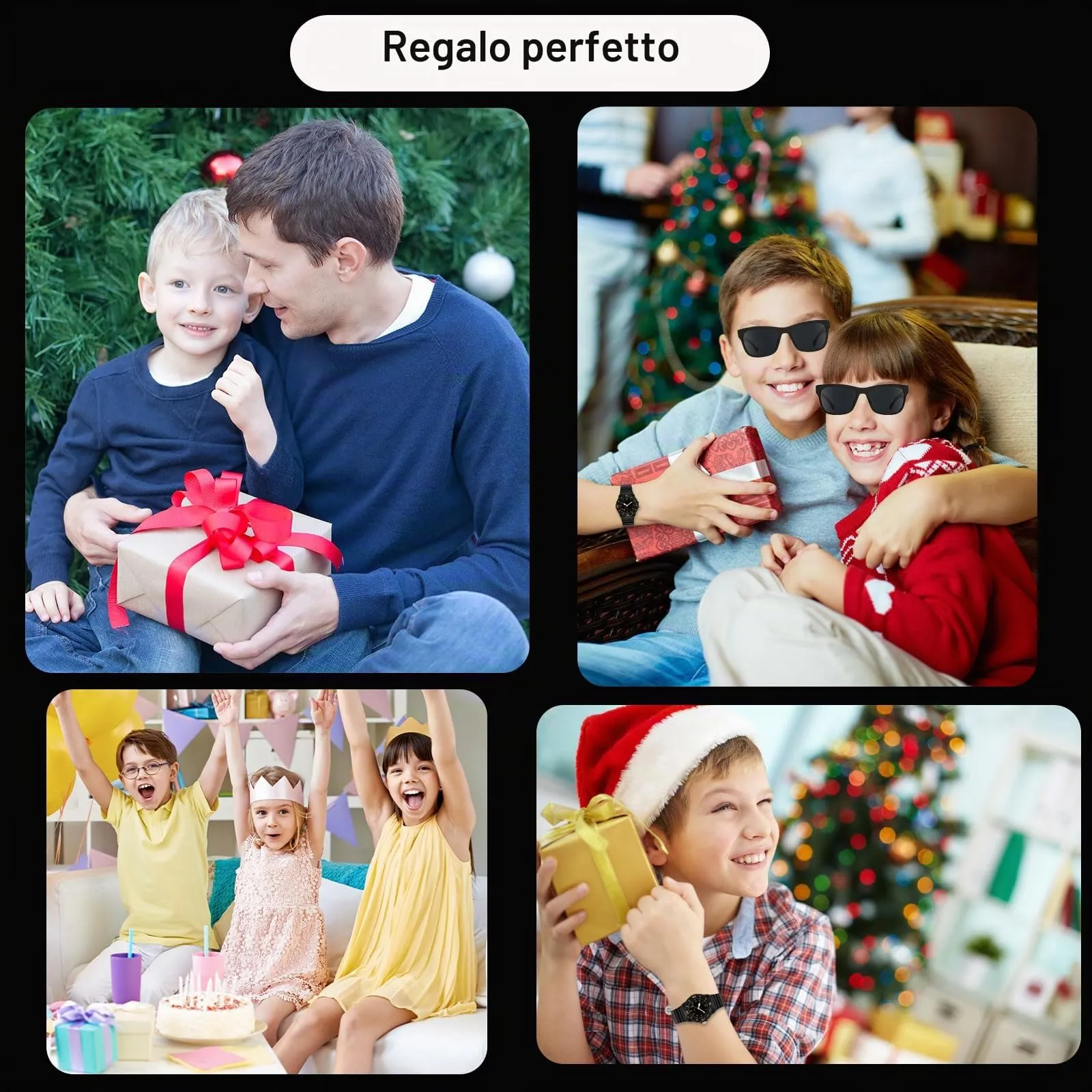Facasu Orologio Analogico Bambini Ragazzi Ragazze,Impermeabile Fino a 50M,Cinturino Morbido Orologio Facile Leggere Imparare l'ora Bambini dai 4 ai 12 anni (Nero Oro) - immagine 3