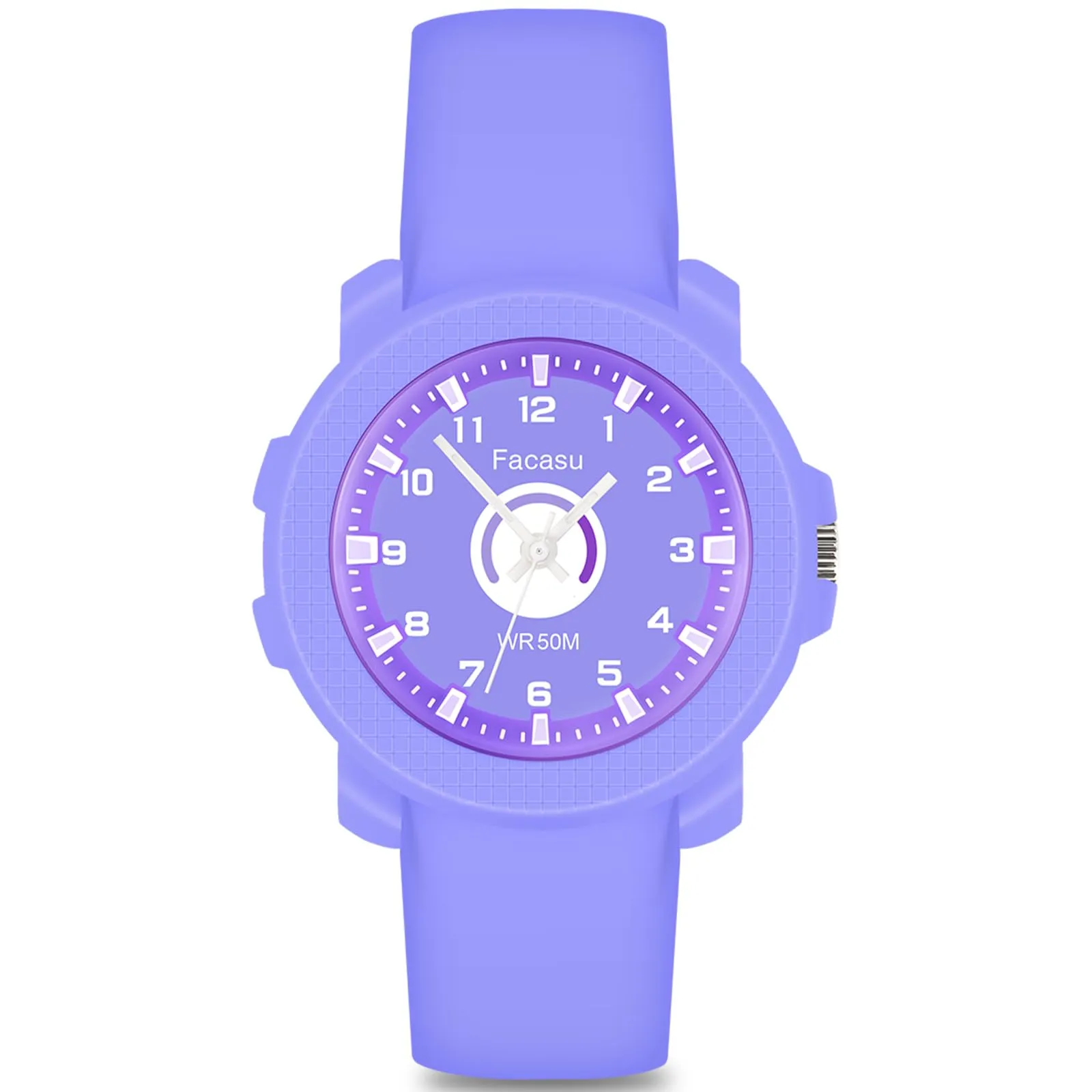 Facasu Orologio Analogico Bambini Ragazzi Ragazze,Orologio al quarzo impermeabile Fino a 50M,Cinturino Morbido Orologio Facile Leggere Imparare l'ora Bambini dai 4 ai 12 anni (Viola-M) - immagine 1