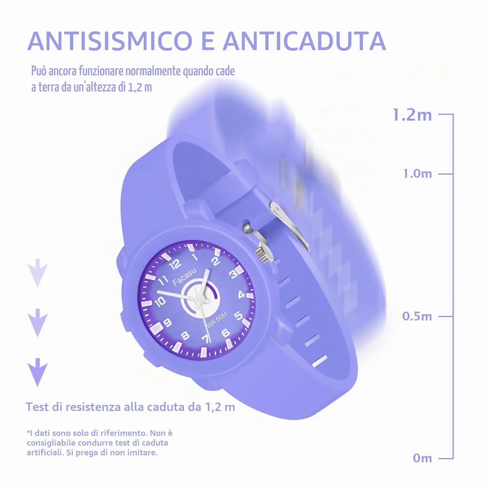 Facasu Orologio Analogico Bambini Ragazzi Ragazze,Orologio al quarzo impermeabile Fino a 50M,Cinturino Morbido Orologio Facile Leggere Imparare l'ora Bambini dai 4 ai 12 anni (Viola-M) - immagine 4