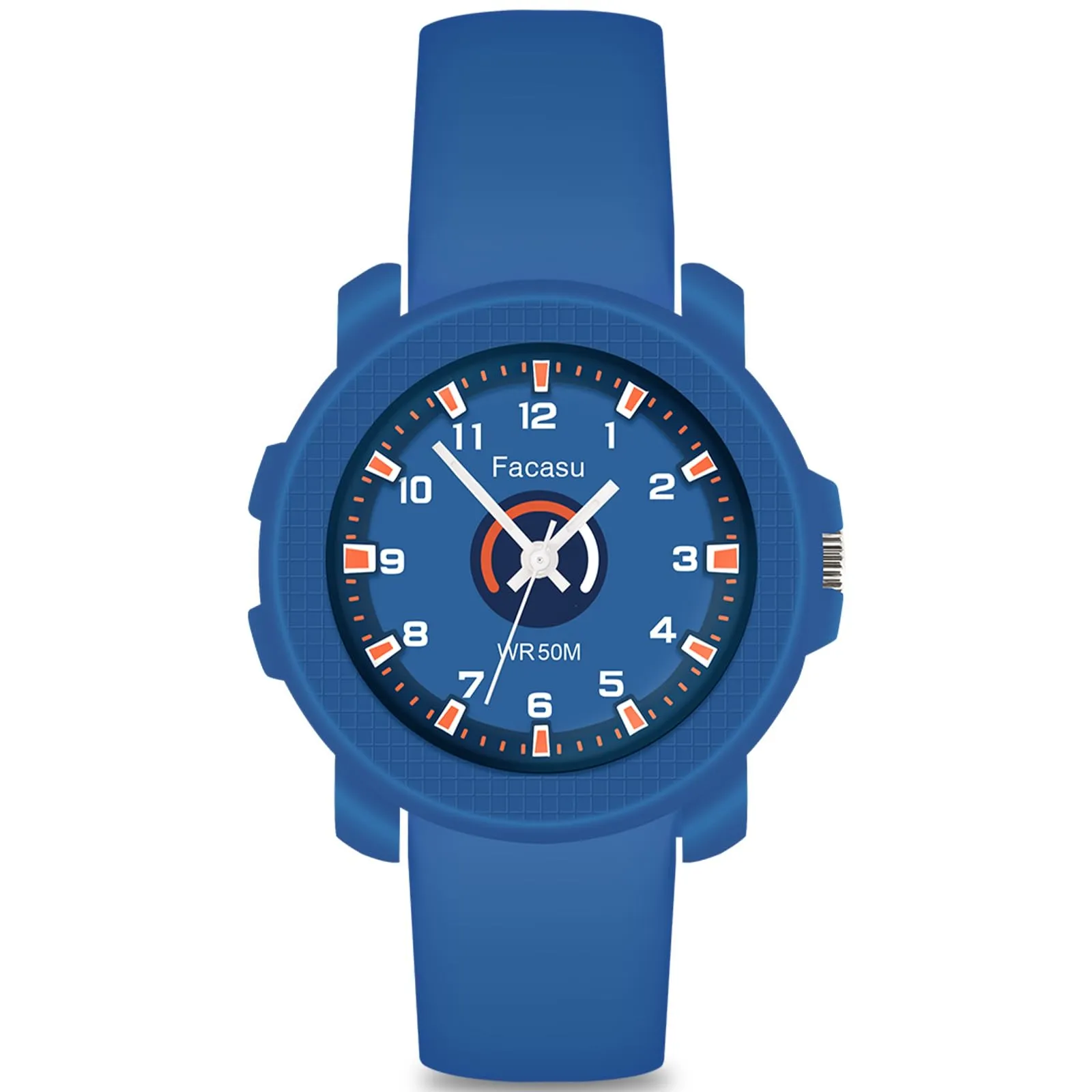 Facasu Orologio Analogico Bambini Ragazzi Ragazze,Orologio al quarzo impermeabile Fino a 50M,Cinturino Morbido Orologio Facile Leggere Imparare l'ora Bambini dai 4 ai 12 anni (Blu scuro-M) - immagine 1