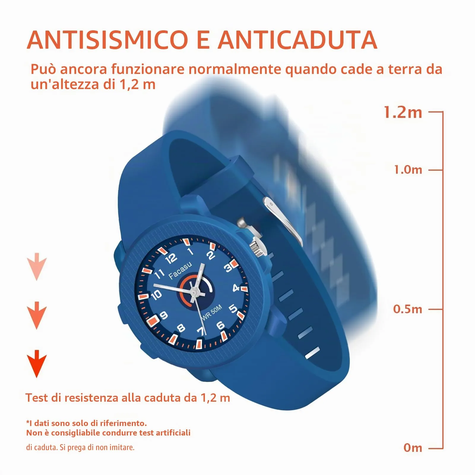 Facasu Orologio Analogico Bambini Ragazzi Ragazze,Orologio al quarzo impermeabile Fino a 50M,Cinturino Morbido Orologio Facile Leggere Imparare l'ora Bambini dai 4 ai 12 anni (Blu scuro-M) - immagine 4