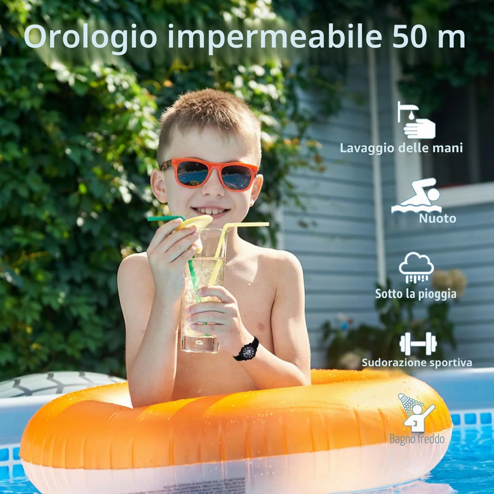 Facasu Orologio Analogico Bambini Ragazzi Ragazze,Orologio al quarzo impermeabile Fino a 50M,Cinturino Morbido Orologio Facile Leggere Imparare l'ora Bambini dai 4 ai 12 anni (Nero-M) - immagine 3