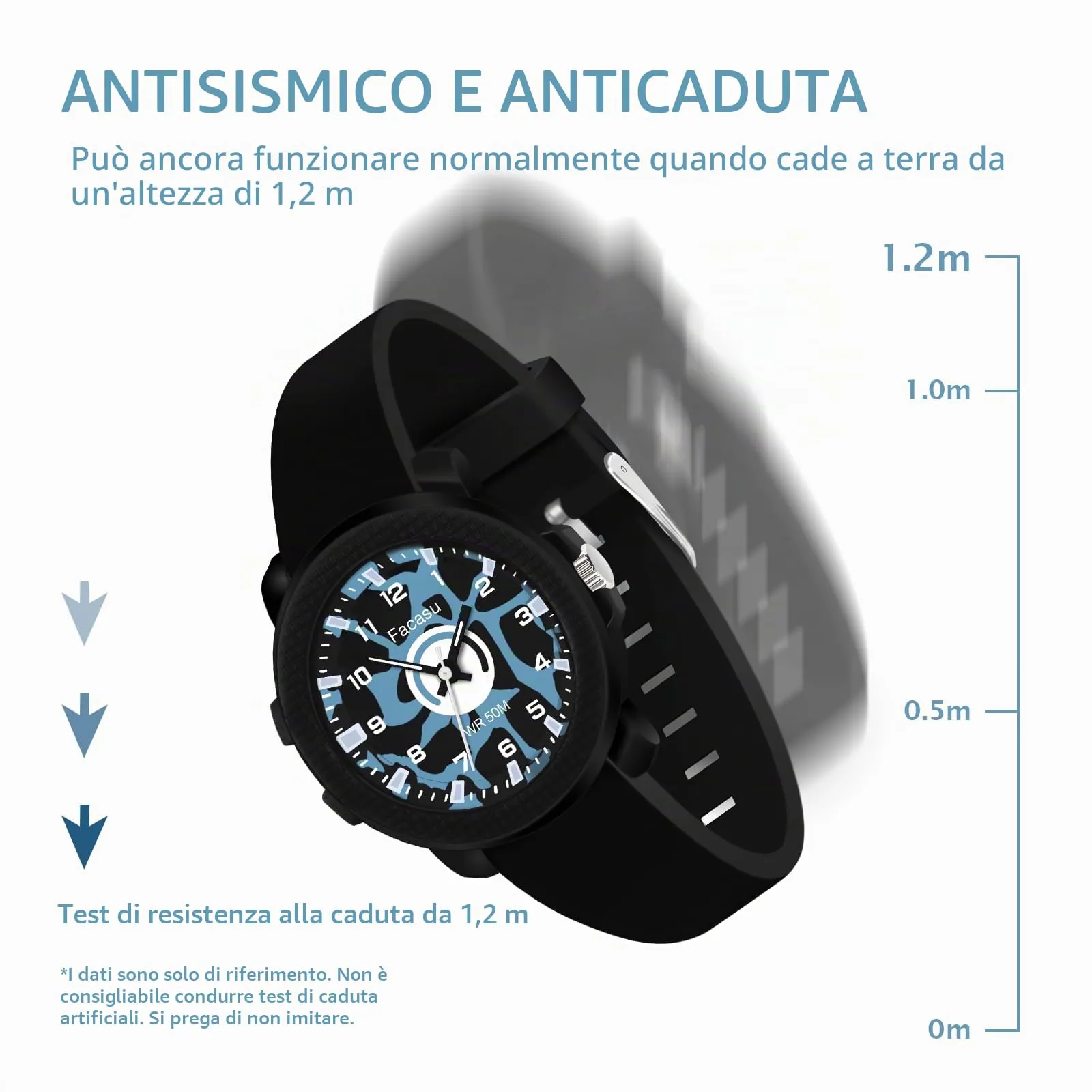 Facasu Orologio Analogico Bambini Ragazzi Ragazze,Orologio al quarzo impermeabile Fino a 50M,Cinturino Morbido Orologio Facile Leggere Imparare l'ora Bambini dai 4 ai 12 anni (Nero-M) - immagine 4