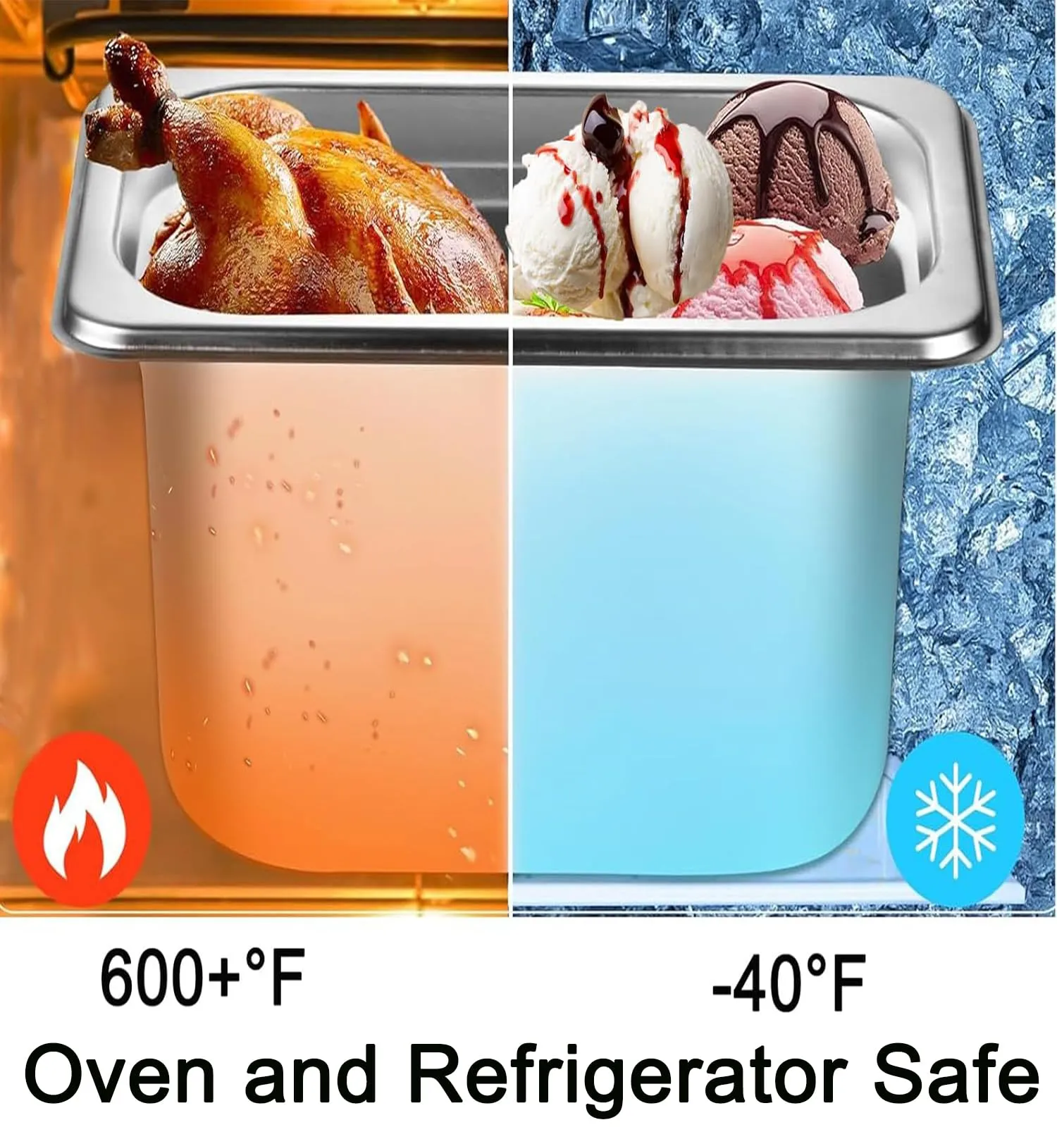 ORFCP 4 contenitori in acciaio inox con coperchio, 150 mm di altezza, contenitore per alimenti in acciaio inox, gastronorm 1/6 resistente al calore, 17,5 x 16 x 15 cm - immagine 4