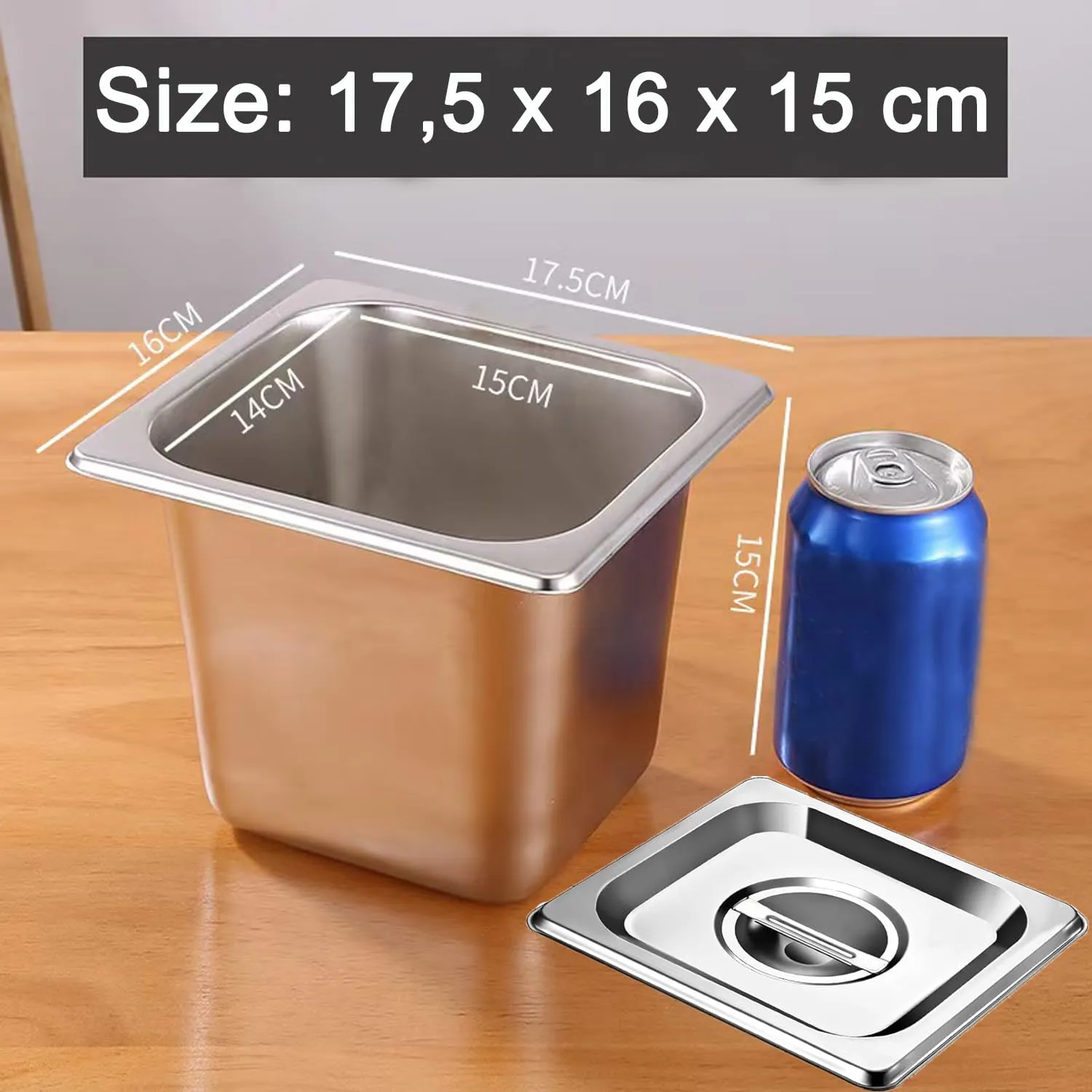 ORFCP 4 contenitori in acciaio inox con coperchio, 150 mm di altezza, contenitore per alimenti in acciaio inox, gastronorm 1/6 resistente al calore, 17,5 x 16 x 15 cm - immagine 6