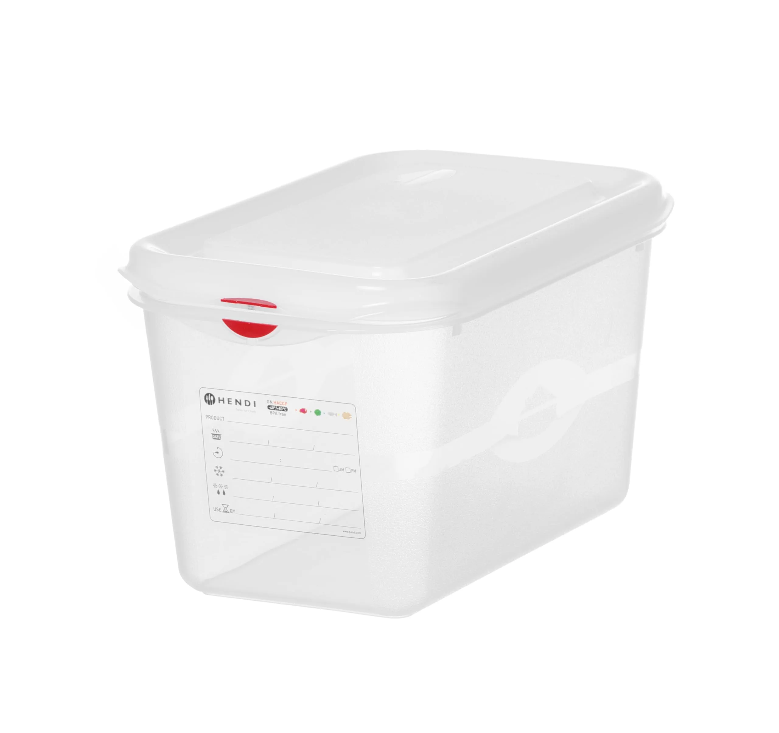 HENDI Contenitore Gastronorm GN 1/4 con coperchio HACCP, ermetico, resistenza termica -40°C a 100°C, 4,3L, 265x162x(H)150mm, polipropilene traslucido - immagine 1