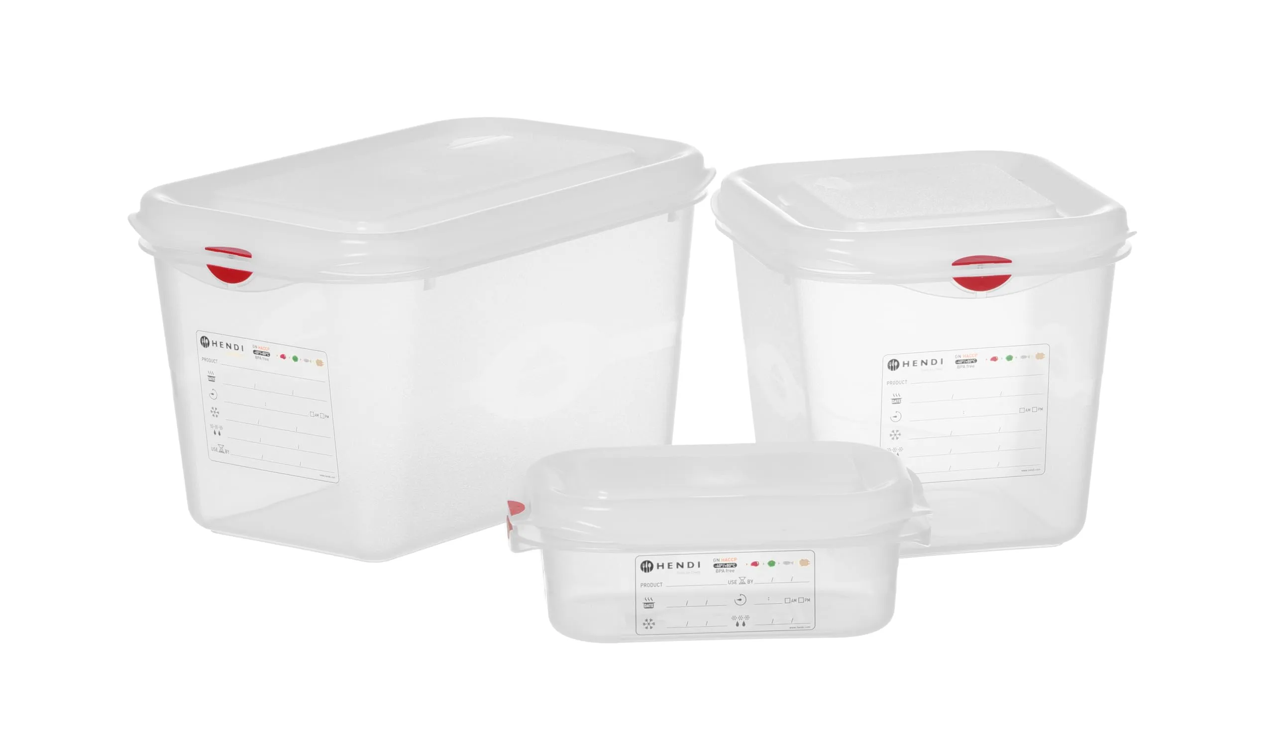 HENDI Contenitore Gastronorm GN 1/4 con coperchio HACCP, ermetico, resistenza termica -40°C a 100°C, 4,3L, 265x162x(H)150mm, polipropilene traslucido - immagine 2