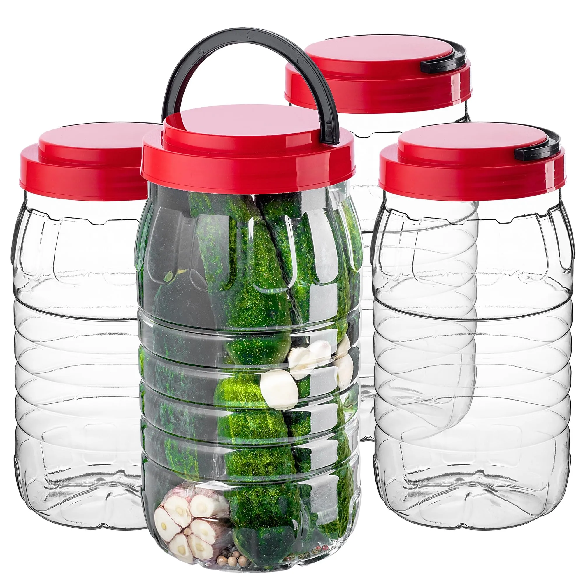 KADAX Barattoli da 3 l con coperchio, set da 4 pezzi, contenitori in plastica, contenitori per alimenti, contenitori di plastica, contenitori di plastica - immagine 7