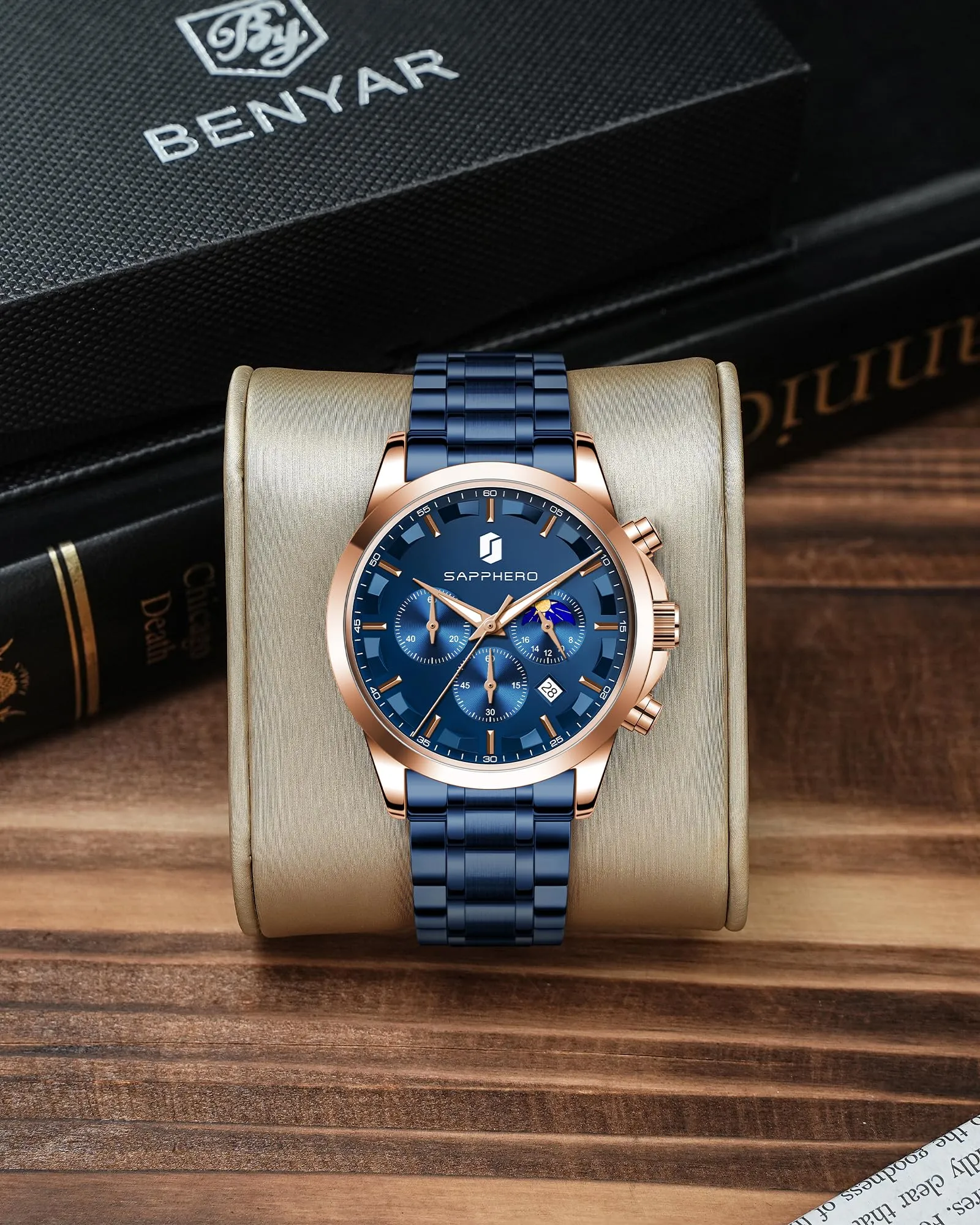BENYAR BY Orologio da uomo quarzo analogico Cronografi Orologi uomo Regali - immagine 6