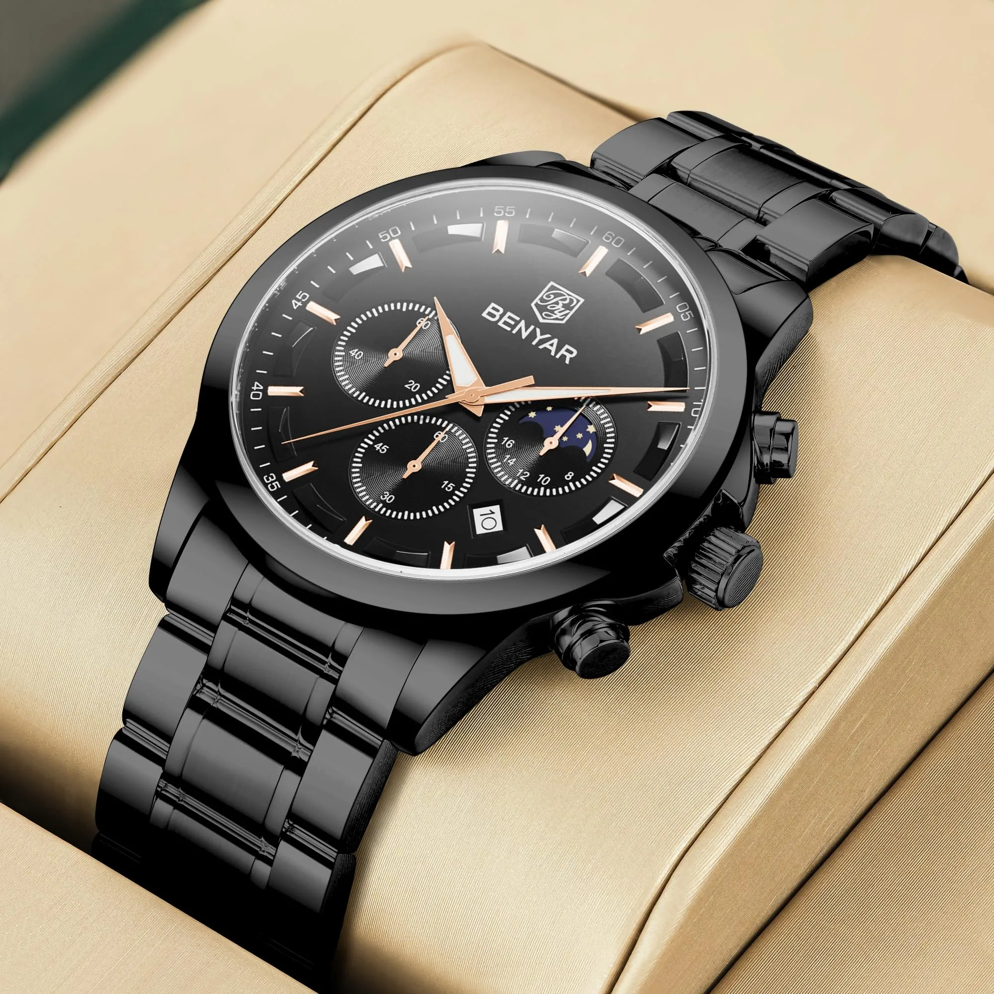 BENYAR BY Orologio da uomo quarzo analogico Cronografi Orologi uomo Regali - immagine 6