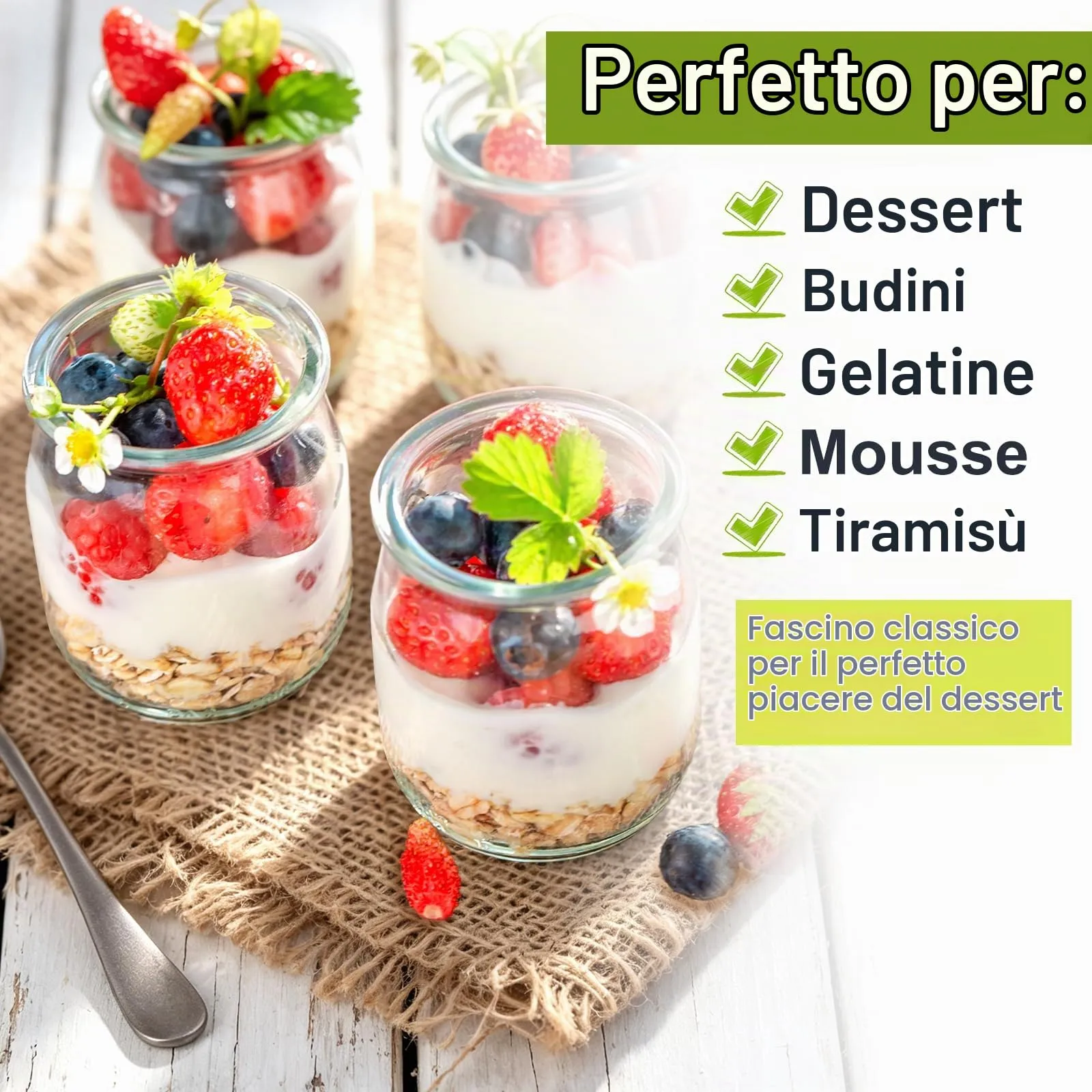 12 PCS Barattoli Vetro con Coperchio,150 ml,Vasetti da Yogurt in Vetro - immagine 2