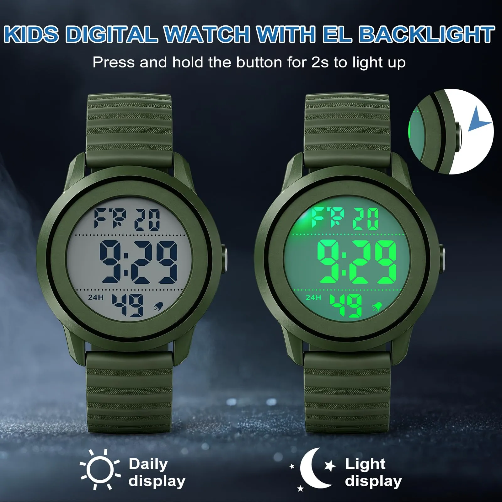 Ayybboo Orologio Digitale per Bambini Quadrante Grande 4‑16 Anni - immagine 2