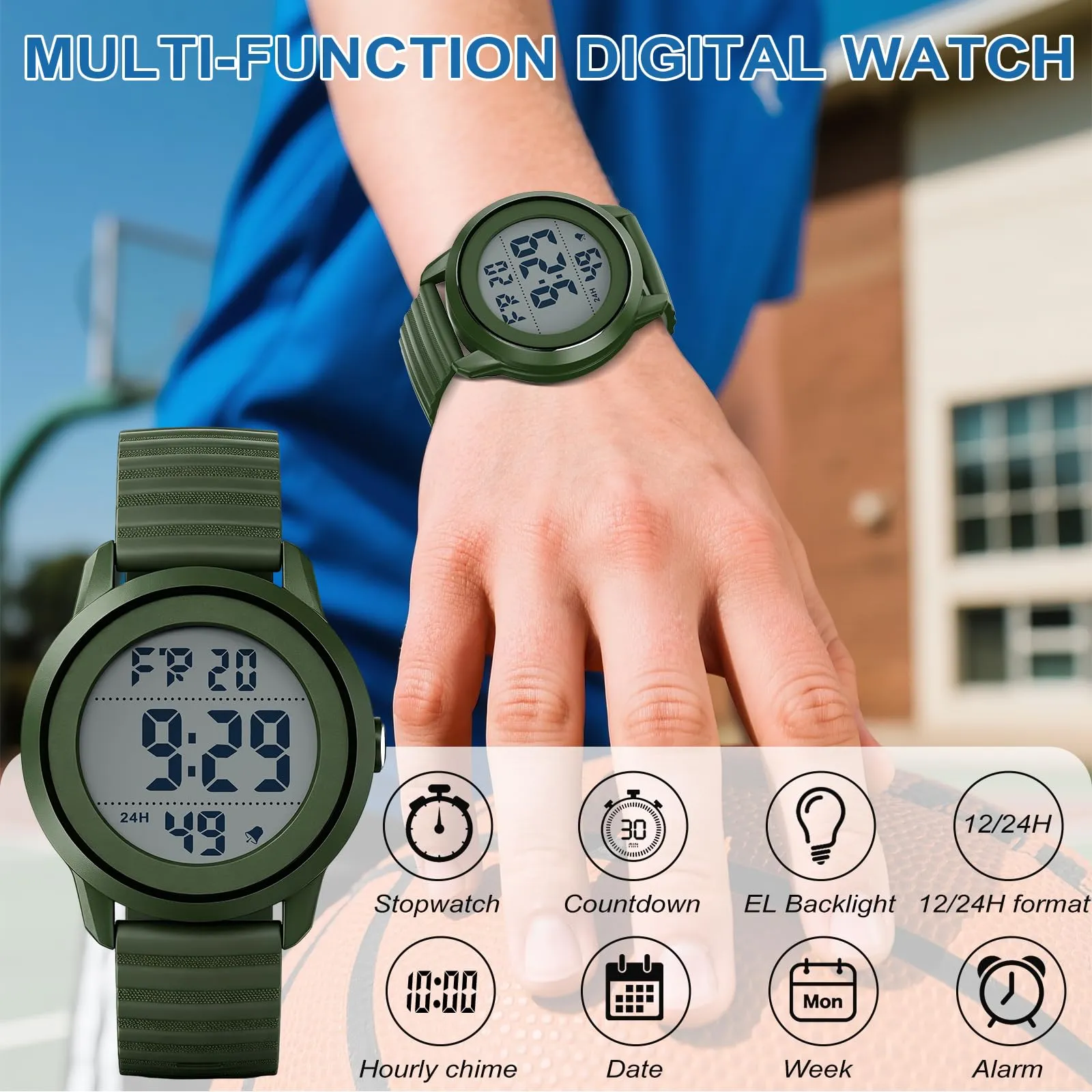 Ayybboo Orologio Digitale per Bambini Quadrante Grande 4‑16 Anni - immagine 4