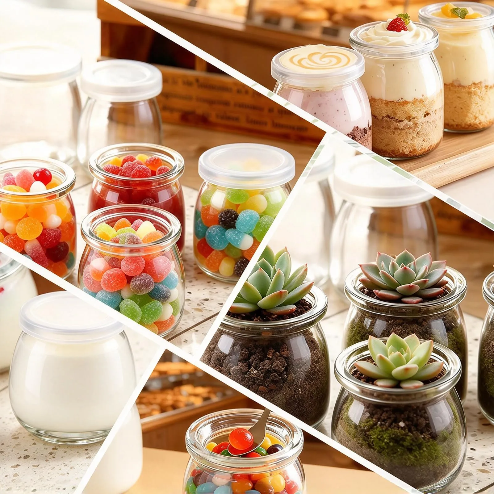 UBBOY Set di 20 Barattoli per Yogurt con Coperchio, 200 ml, Trasparenti - immagine 6