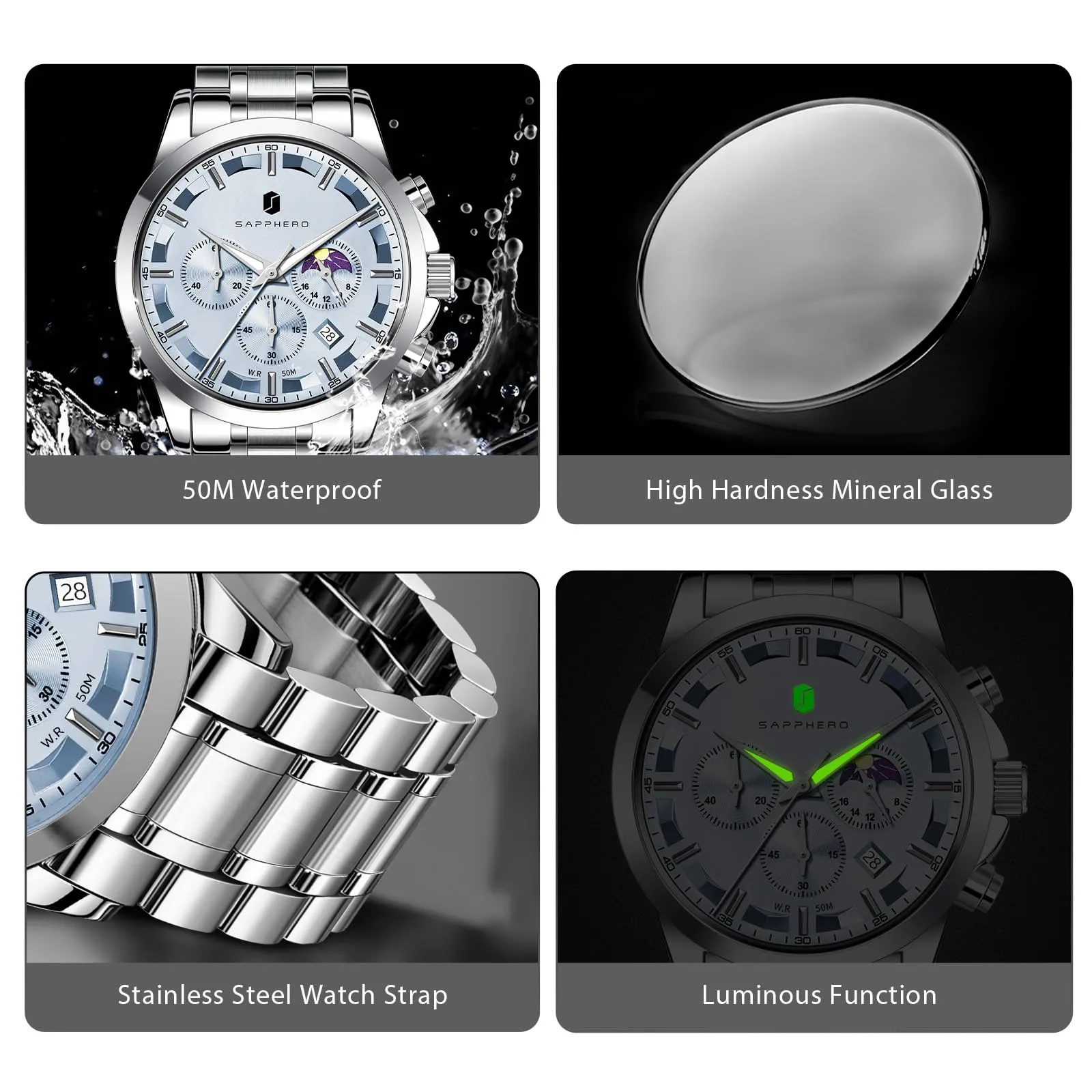 BENYAR BY Orologio da uomo quarzo analogico Cronografi Orologi uomo Regali - immagine 4