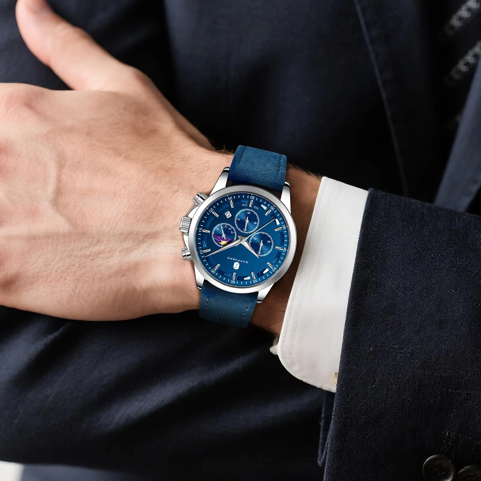 BENYAR BY Orologio da uomo quarzo analogico Cronografi Orologi uomo Regali - immagine 2