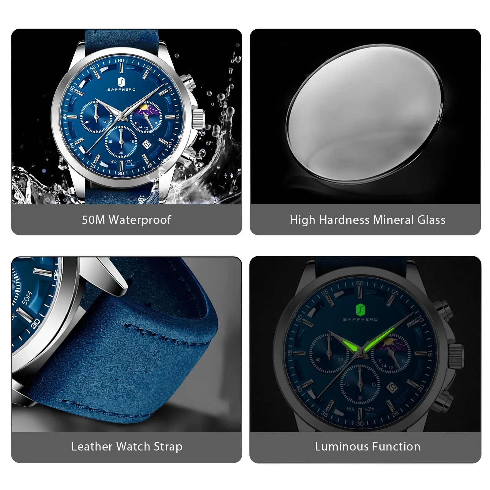 BENYAR BY Orologio da uomo quarzo analogico Cronografi Orologi uomo Regali - immagine 4