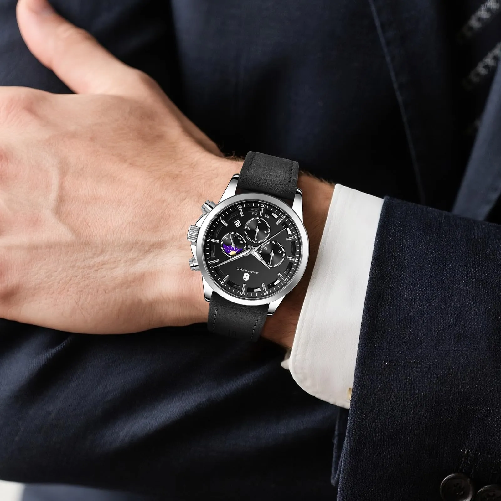 BENYAR BY Orologio da uomo quarzo analogico Cronografi Orologi uomo Regali - immagine 2
