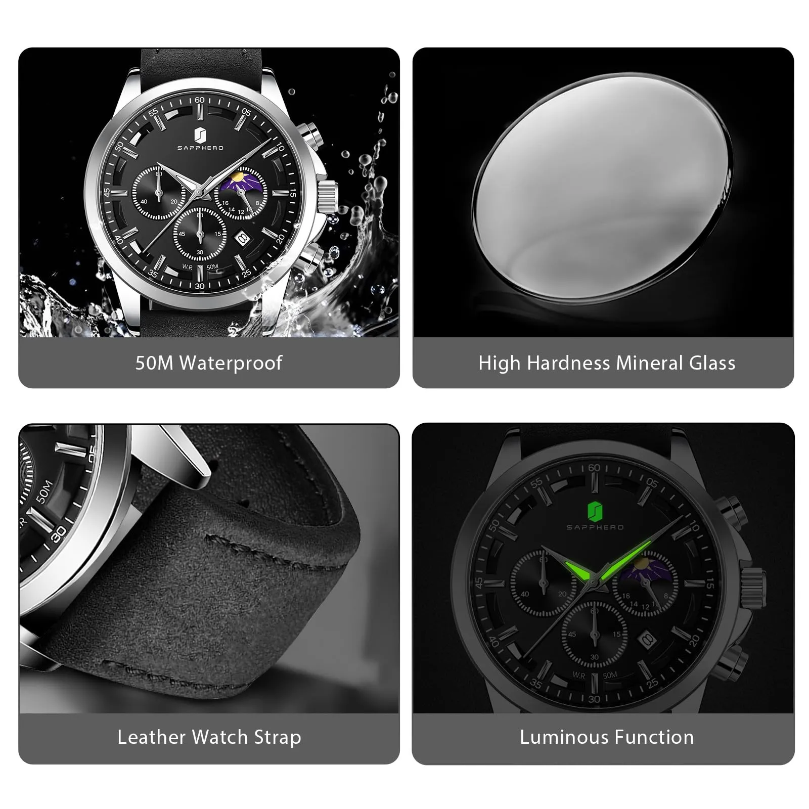 BENYAR BY Orologio da uomo quarzo analogico Cronografi Orologi uomo Regali - immagine 4