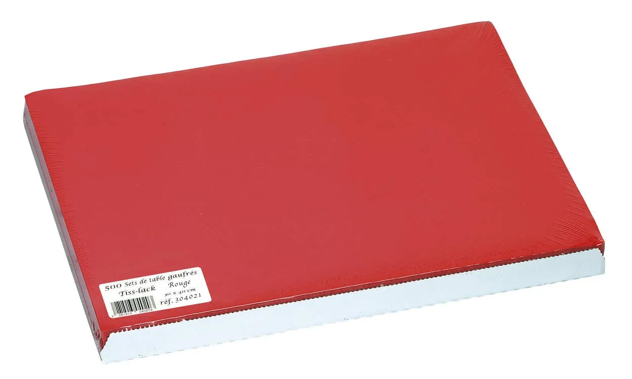 COGIR - 500 Tovagliette di carta goffrata lucida, 30 x 40 cm, colore: Rosso - immagine 1