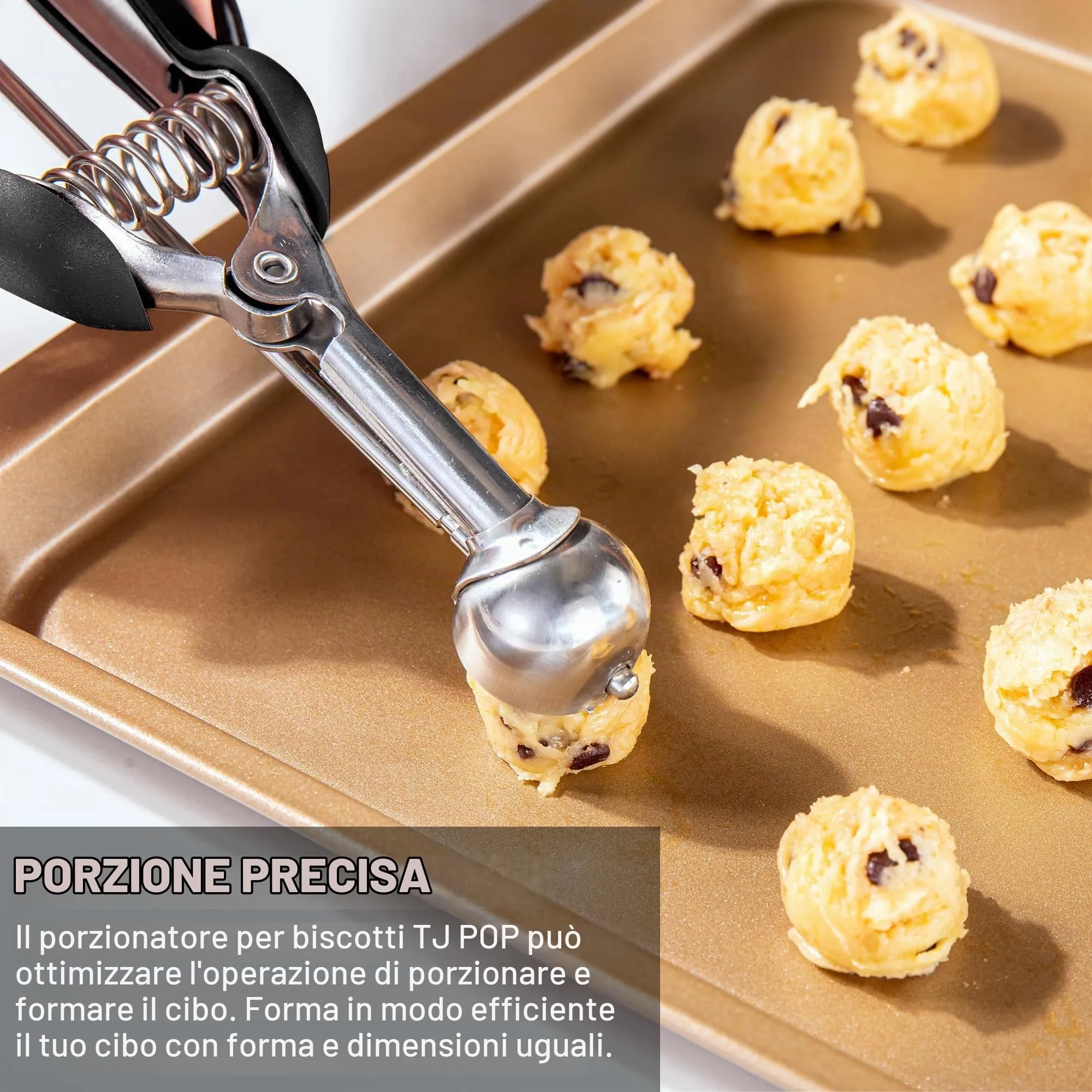 Porzionatore Per Gelato 25mm, Cucchiaio Gelato, TJ POP Molto Piccolo Paletta Per Gelato In Acciaio Inox Con Grilletto E Manico Confortevole Per Palla Gelato, Cottura, Palla Melone - immagine 4