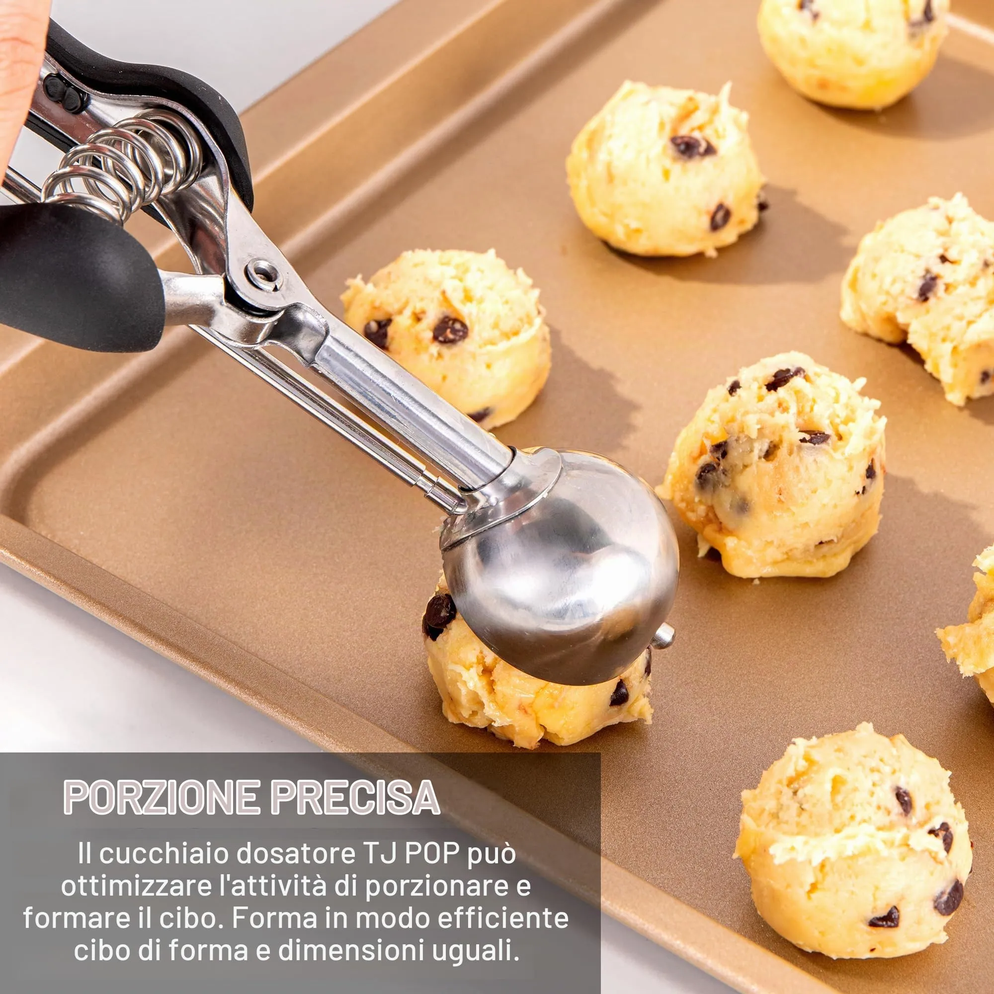 Porzionatore Per Gelato 35mm, Cucchiaio Gelato, TJ POP Paletta Per Gelato In Acciaio Inox Con Grilletto E Manico Confortevole Per Palla Gelato, Cottura, Palla Melone - immagine 5
