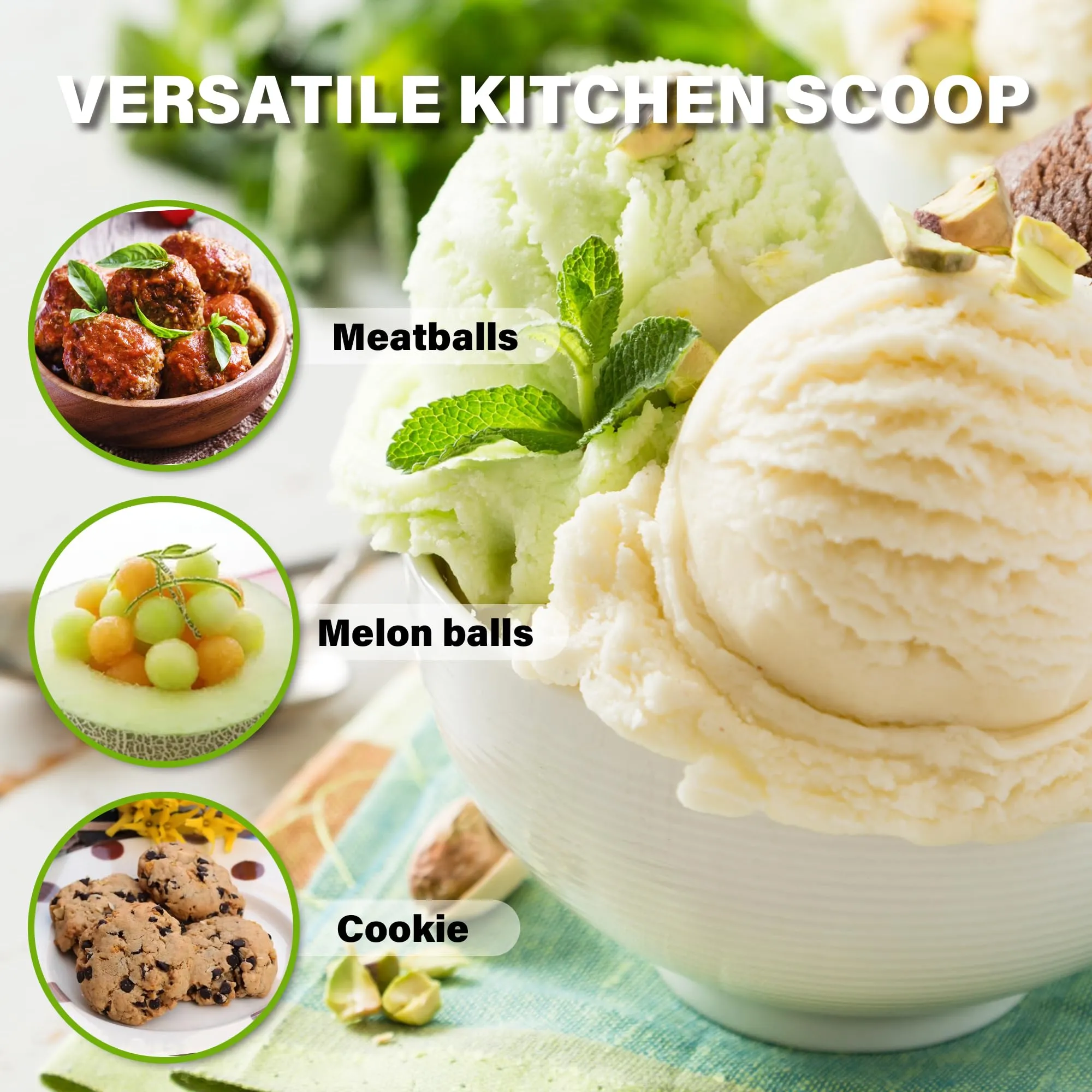 Porzionatore Per Gelato 35mm, Cucchiaio Gelato, TJ POP Paletta Per Gelato In Acciaio Inox Con Grilletto E Manico Confortevole Per Palla Gelato, Cottura, Palla Melone - immagine 7