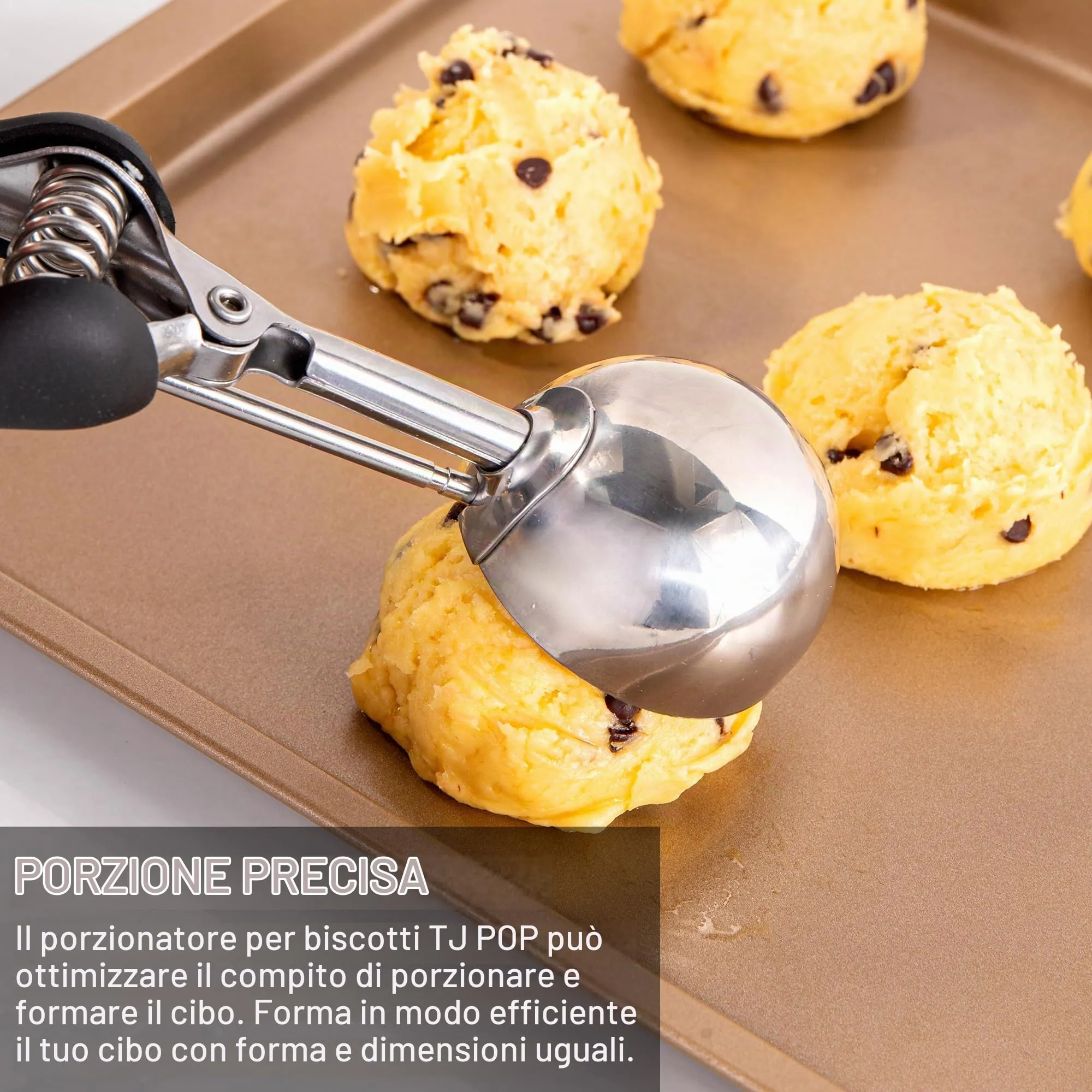 Porzionatore Per Gelato 50mm, Cucchiaio Gelato, TJ POP Paletta Per Gelato In Acciaio Inox Con Grilletto E Manico Confortevole Per Palla Gelato, Cottura, Palla Melone - immagine 4