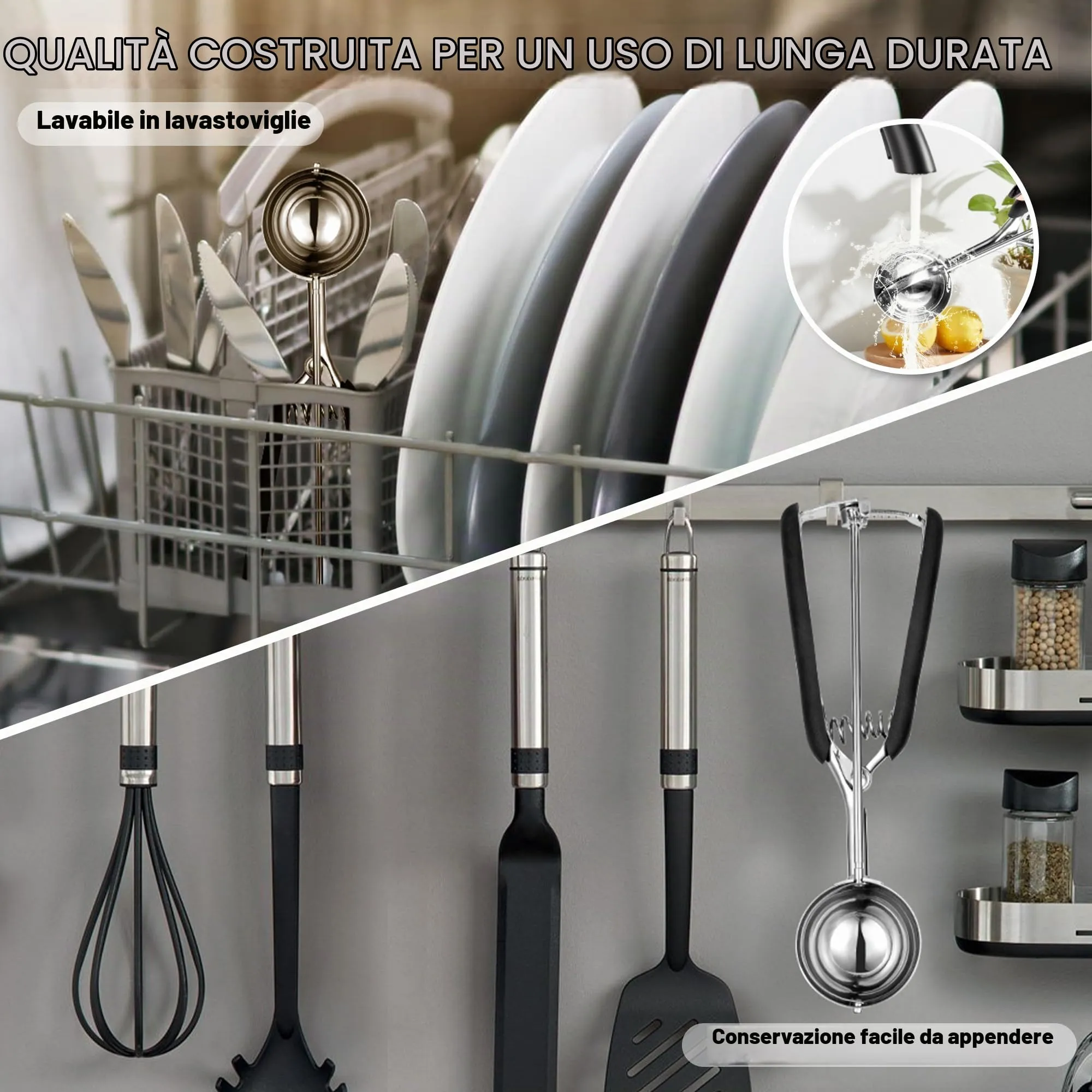 Porzionatore Per Gelato 50mm, Cucchiaio Gelato, TJ POP Paletta Per Gelato In Acciaio Inox Con Grilletto E Manico Confortevole Per Palla Gelato, Cottura, Palla Melone - immagine 9