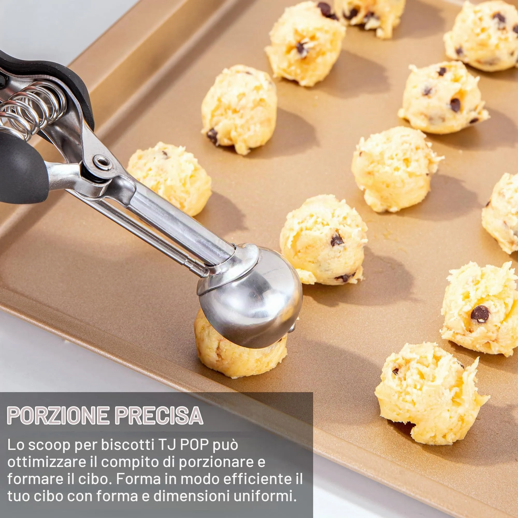 Porzionatore Per Gelato 30mm, Cucchiaio Gelato, TJ POP Molto piccolo Paletta Per Gelato In Acciaio Inox Con Grilletto E Manico Confortevole Per Palla Gelato, Cottura, Palla Melone - immagine 4