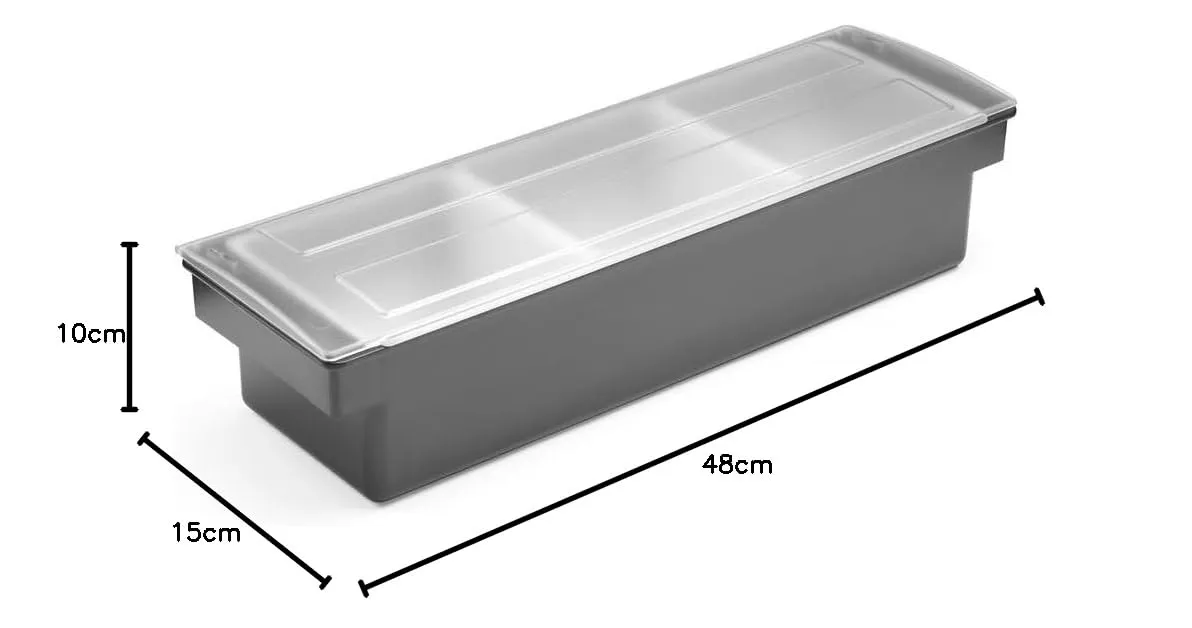 HENDI Porta Condimenti BarUp, Vaschetta Porta Guarnizioni per Cocktail con Coperchio Trasparente, 3 Contenitori in Polipropilene, 480x150x(H) 100mm, HIPS, Nero - immagine 8
