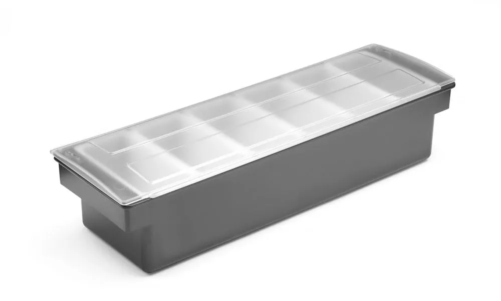 HENDI Porta Condimenti BarUp, Vaschetta Porta Guarnizioni per Cocktail con Coperchio Trasparente, 6 Contenitori in Polipropilene, 480x150x(H) 100mm, HIPS, Nero - immagine 4