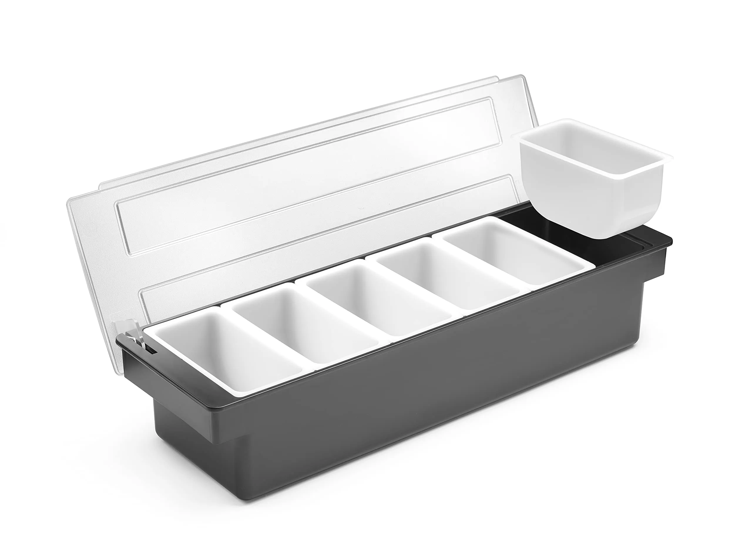 HENDI Porta Condimenti BarUp, Vaschetta Porta Guarnizioni per Cocktail con Coperchio Trasparente, 6 Contenitori in Polipropilene, 480x150x(H) 100mm, HIPS, Nero - immagine 5