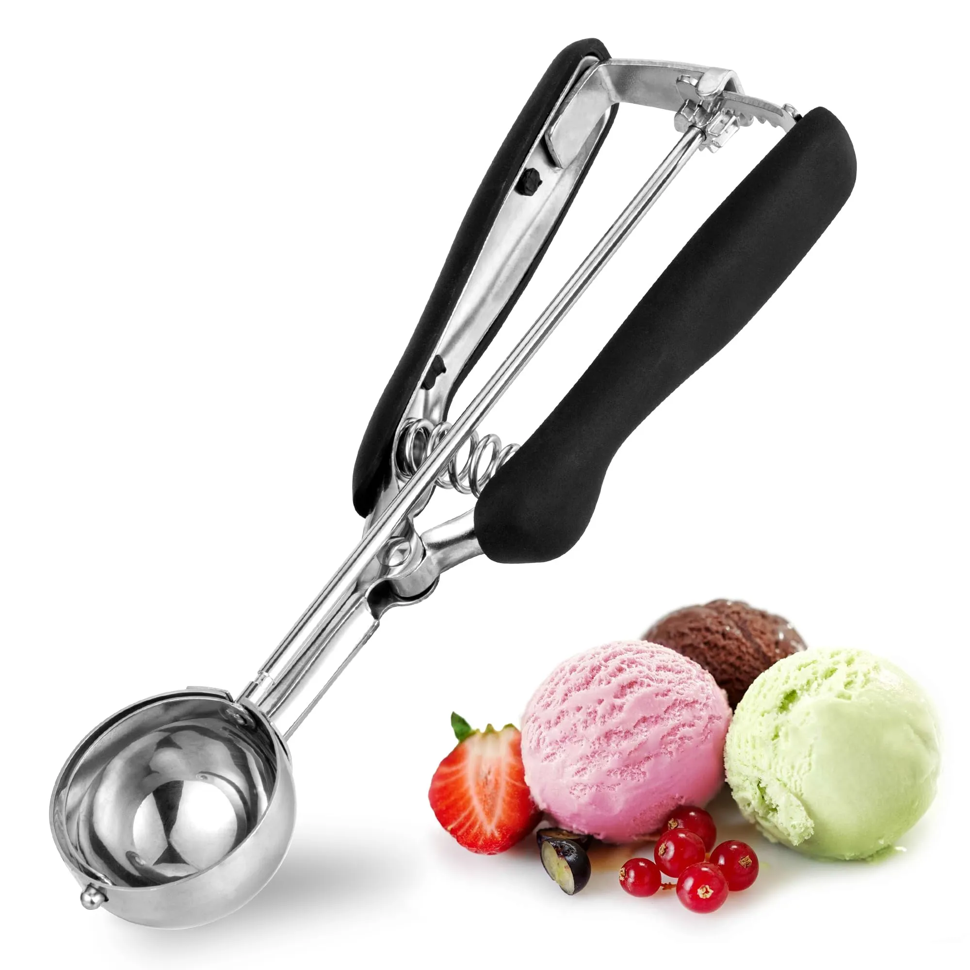 Porzionatore Per Gelato 44mm, Cucchiaio Gelato, TJ POP Paletta Per Gelato In Acciaio Inox Con Grilletto E Manico Confortevole Per Palla Gelato, Cottura, Palla Melone - immagine 1