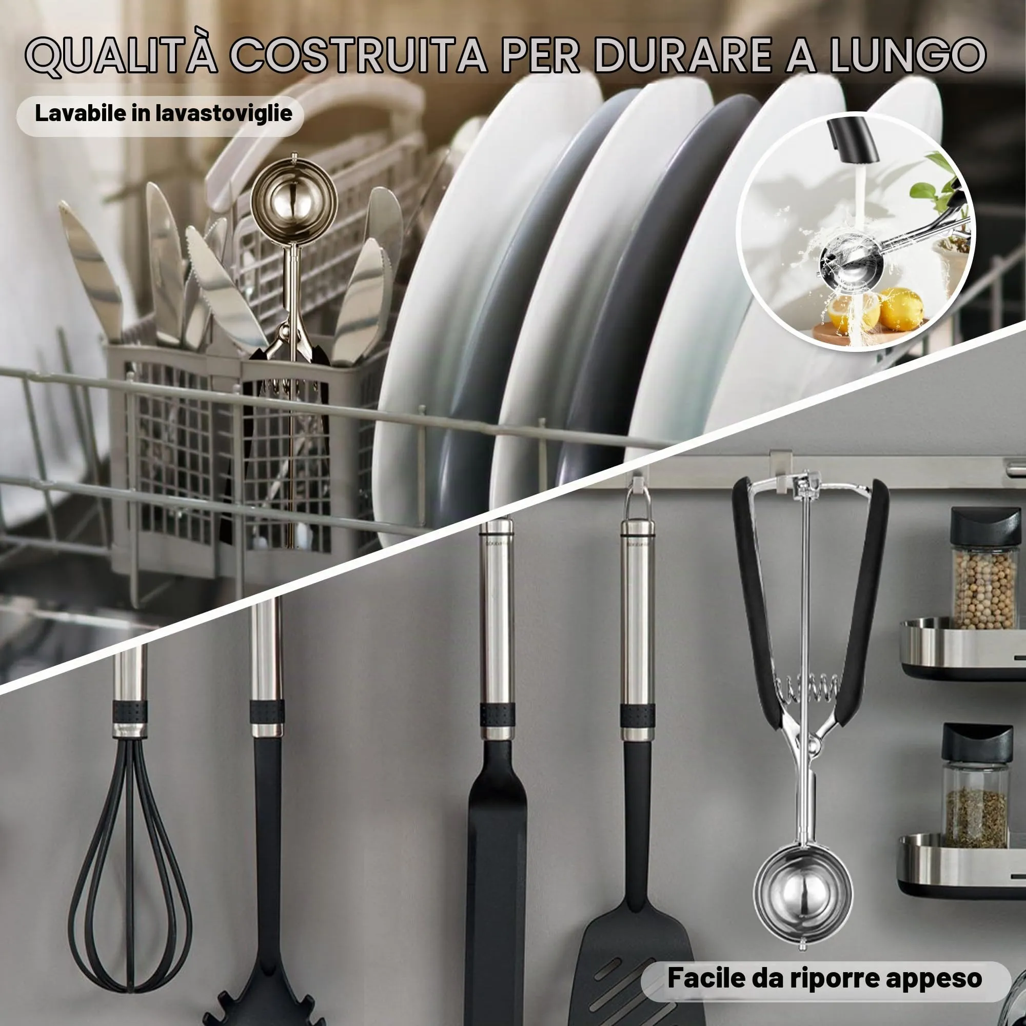 Porzionatore Per Gelato 44mm, Cucchiaio Gelato, TJ POP Paletta Per Gelato In Acciaio Inox Con Grilletto E Manico Confortevole Per Palla Gelato, Cottura, Palla Melone - immagine 8