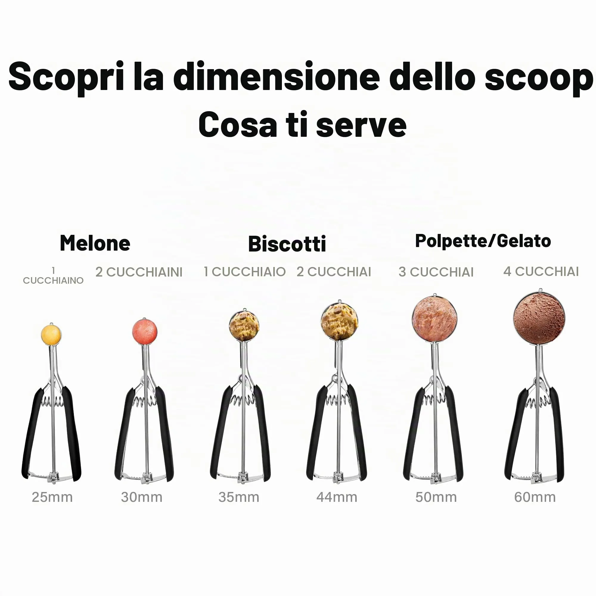 Porzionatore Per Gelato 44mm, Cucchiaio Gelato, TJ POP Paletta Per Gelato In Acciaio Inox Con Grilletto E Manico Confortevole Per Palla Gelato, Cottura, Palla Melone - immagine 9