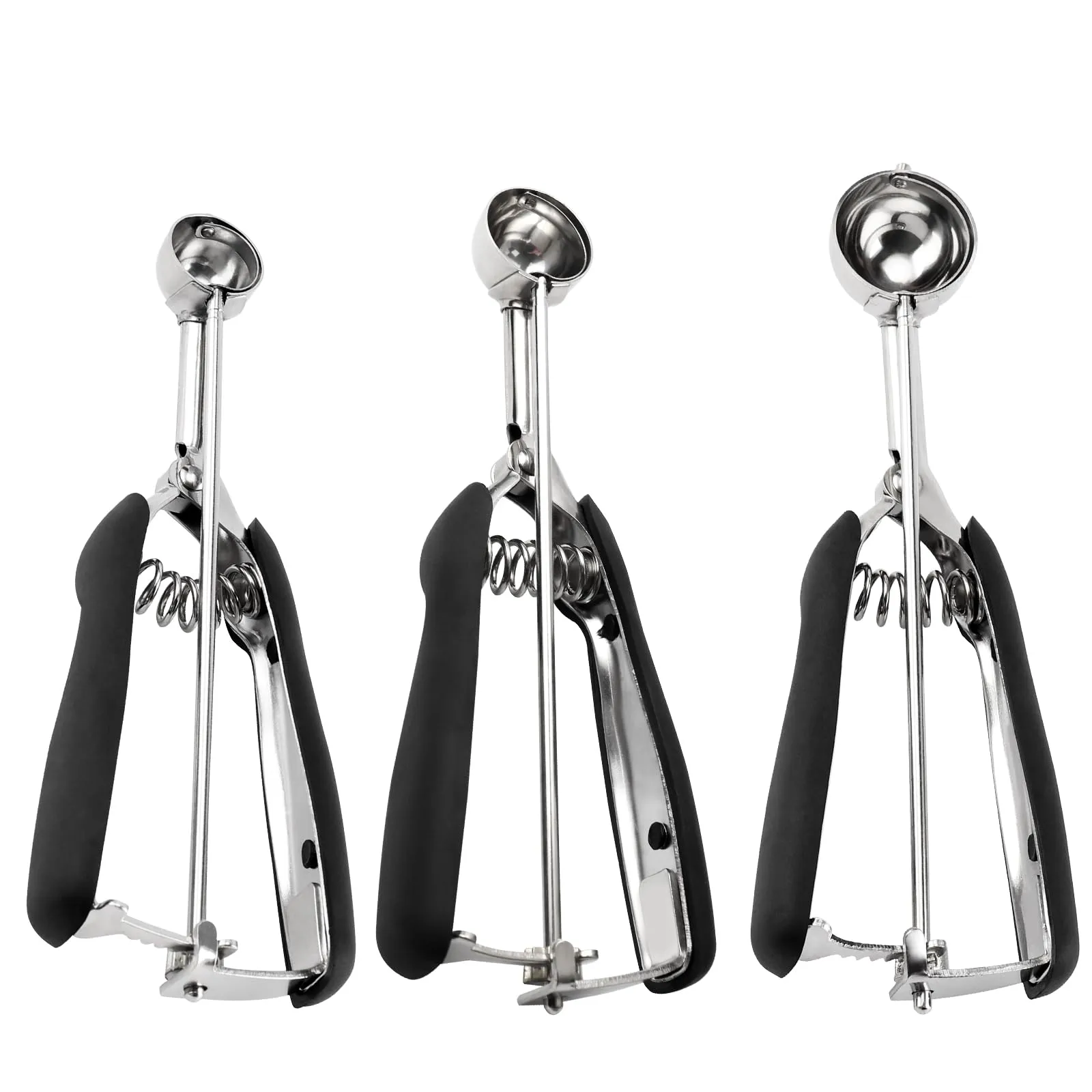 Tj Pop Set Piccola Paletta per Biscotti - 3 Pezzi Include 1 Cucchiaino / 2 Cucchiaini / 3 Cucchiaini Paletta per Impasto Biscotti e Gelato, Paletta per Biscotti in Acciaio Inox 304 per Cucinare - immagine 1