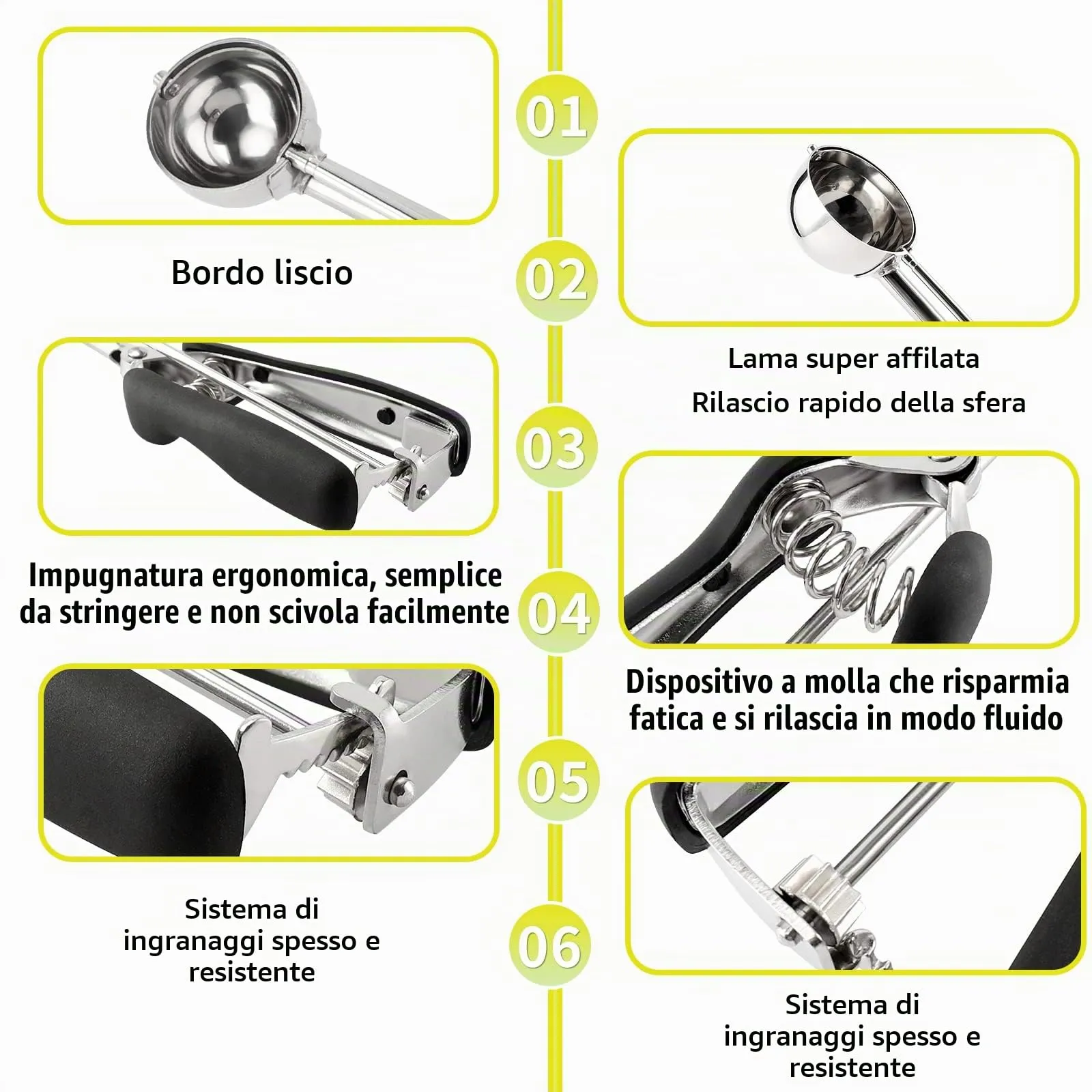 Set di Piccole Palette per Biscotti - 2 PZ Include 1 Cucchiaino / 1 Cucchiaio per Impasto di Biscotti, Palette per Biscotti da Forno, Realizzate in Acciaio Inox 18/8, Buone Maniglie Morbide - immagine 3