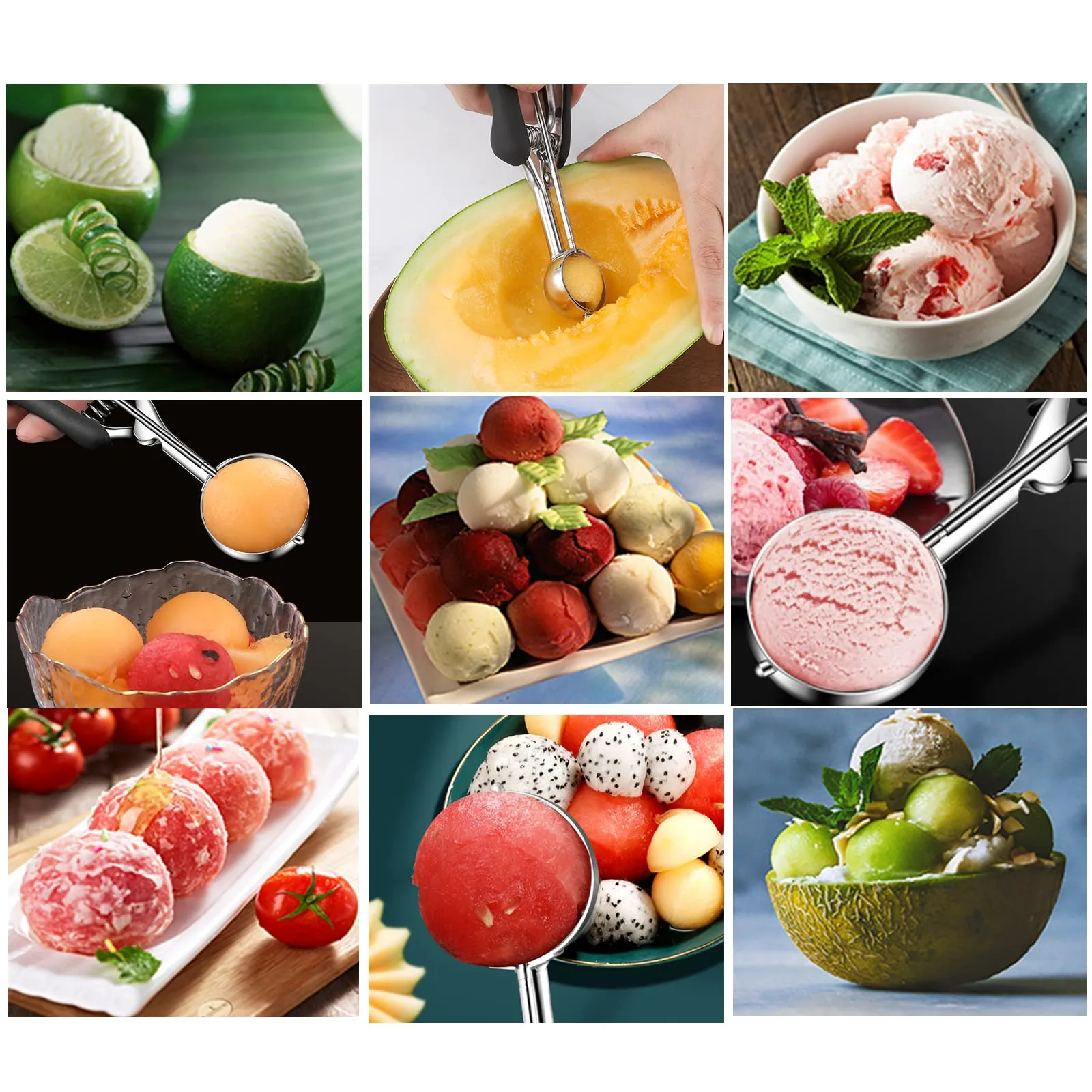 TJ POP Set di 2 dosatori per biscotti piccoli - include 1 cucchiaino / 2 cucchiaini per impasto, dosatori per biscotti da forno, dosatori per gelato in acciaio inox 18/8, buone impugnature morbide - immagine 7