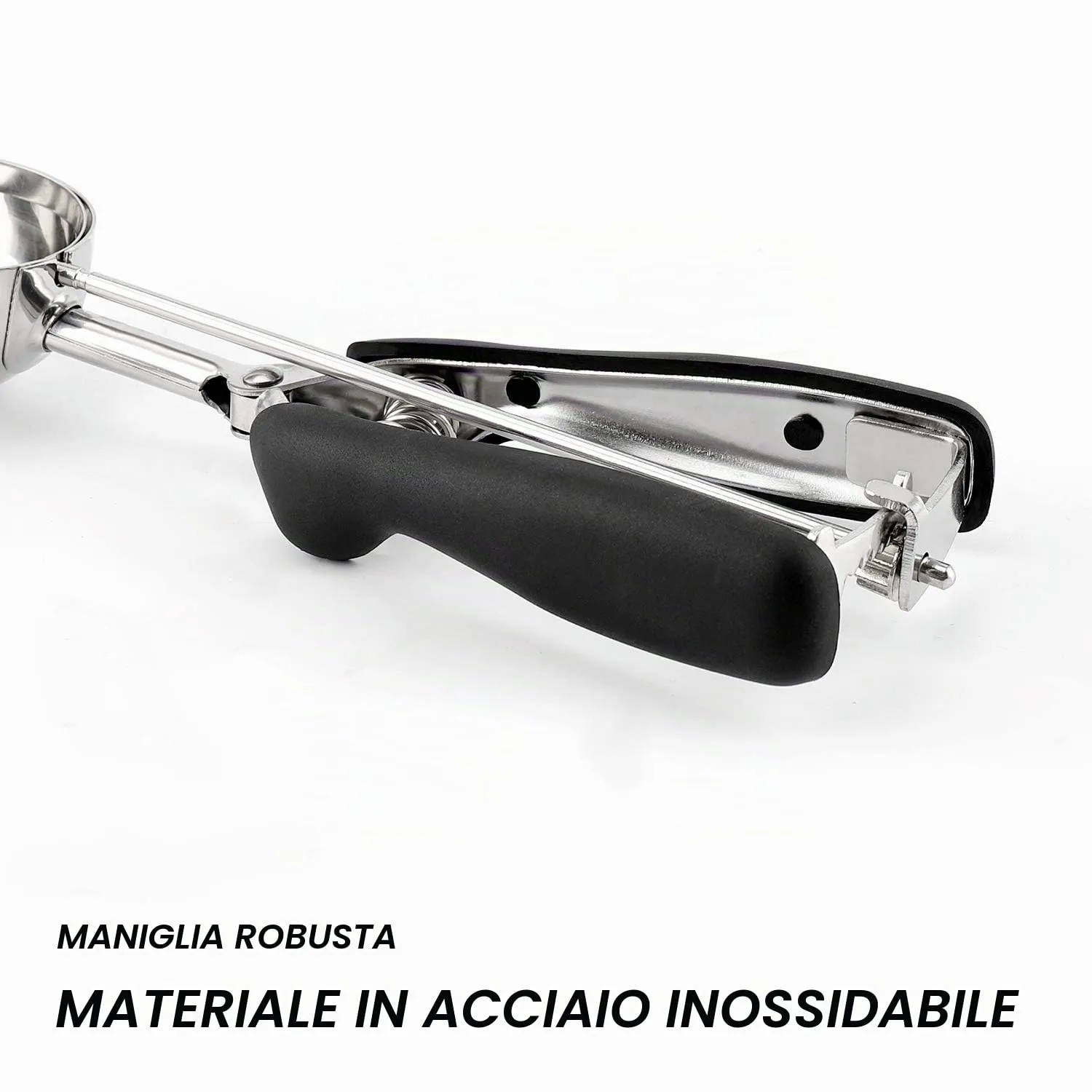 TJ POP Set di 2 dosatori per biscotti piccoli - include 1 cucchiaino / 2 cucchiaini per impasto, dosatori per biscotti da forno, dosatori per gelato in acciaio inox 18/8, buone impugnature morbide - immagine 8