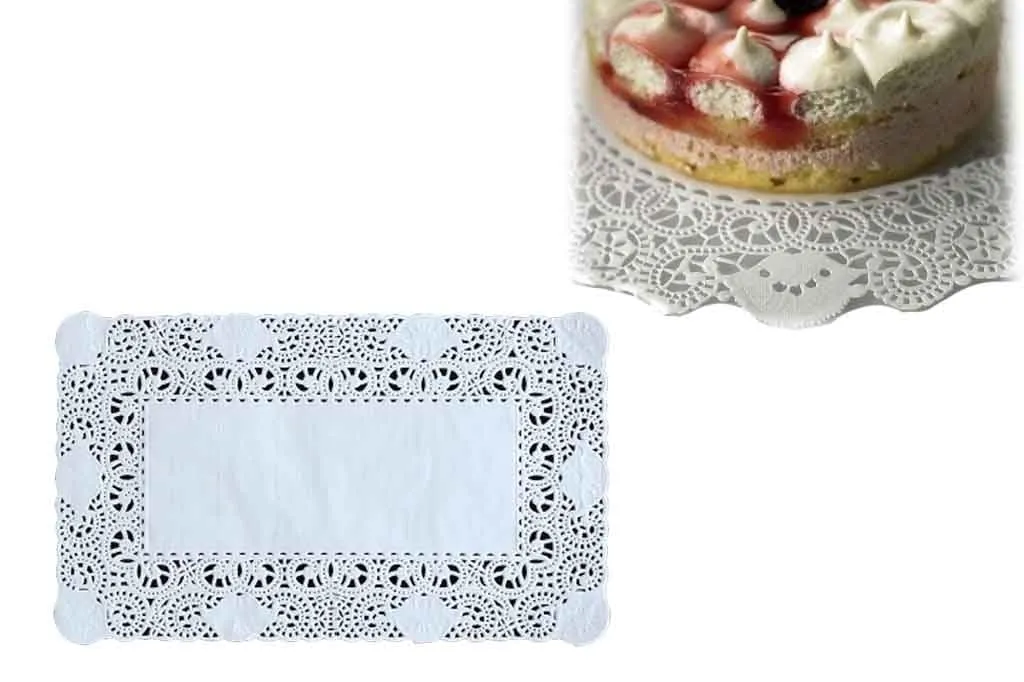 MAQA 250 pz Centrini Carta Pizzo per Feste e Matrimoni 15x30 cm, Centrino Carta Rettangolare per Decorazioni, Merletto Bianco Decorativo per Cerimonie - immagine 6