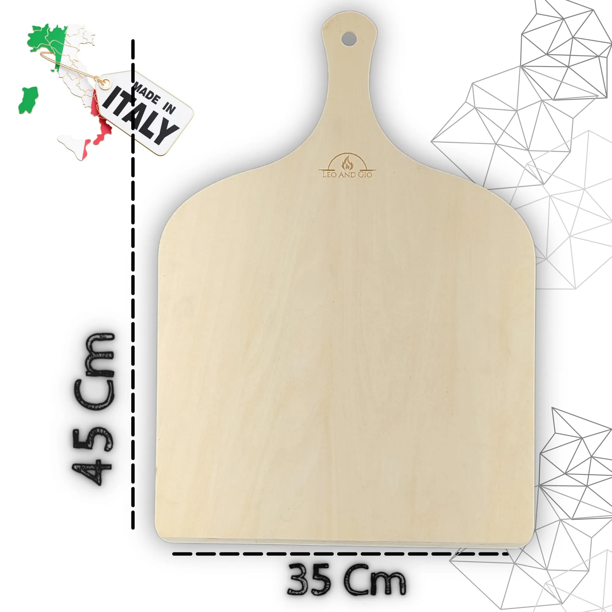 Leo and Gio Pala Per Pizza Corta 35 x 45 Pala Pizza In Legno Tagliere Paletta Per Pizza Pane Da Cucina Accessori Pala Compatibile Con Frono G3 Ferarri Ariete Smeg - immagine 2