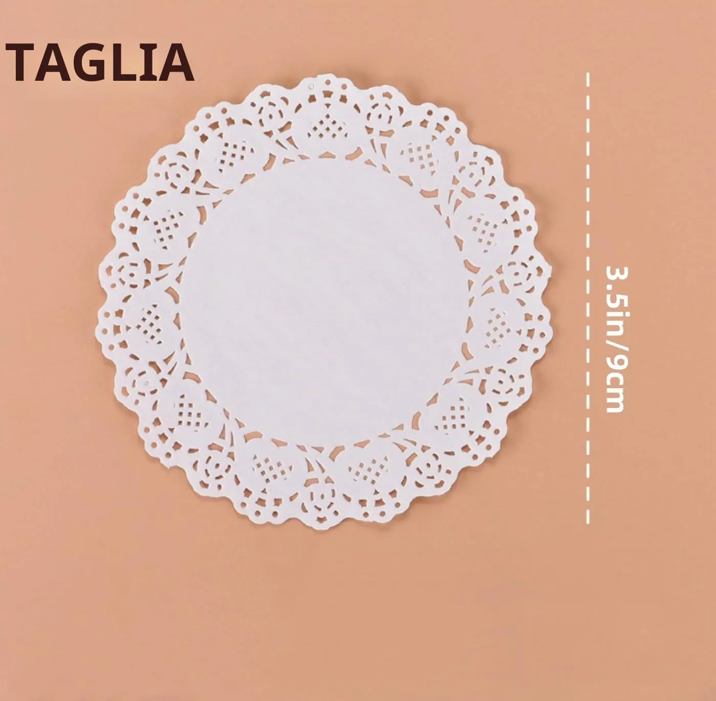 Centrini Carta Pizzo, 150 pezzi 3,5 pollici Bianco Pizzo Centrino Carta Rotondo per Dessert, Matrimonio, Decorazione per Tavola - immagine 2