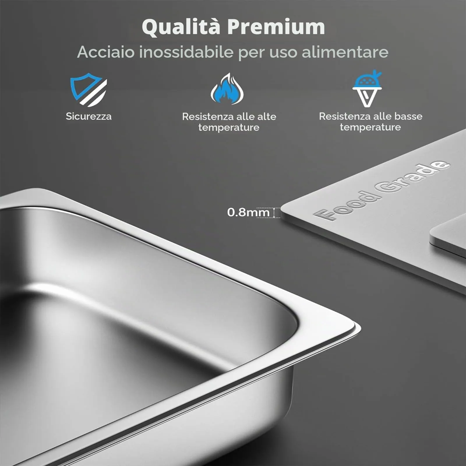 ORFCP 2 contenitori in acciaio inox con coperchio, 65 mm di altezza, contenitore per alimenti in acciaio inox, gastronorm 1/3 resistente al calore, 32,5 x 17,5 x 6,5 cm - immagine 5